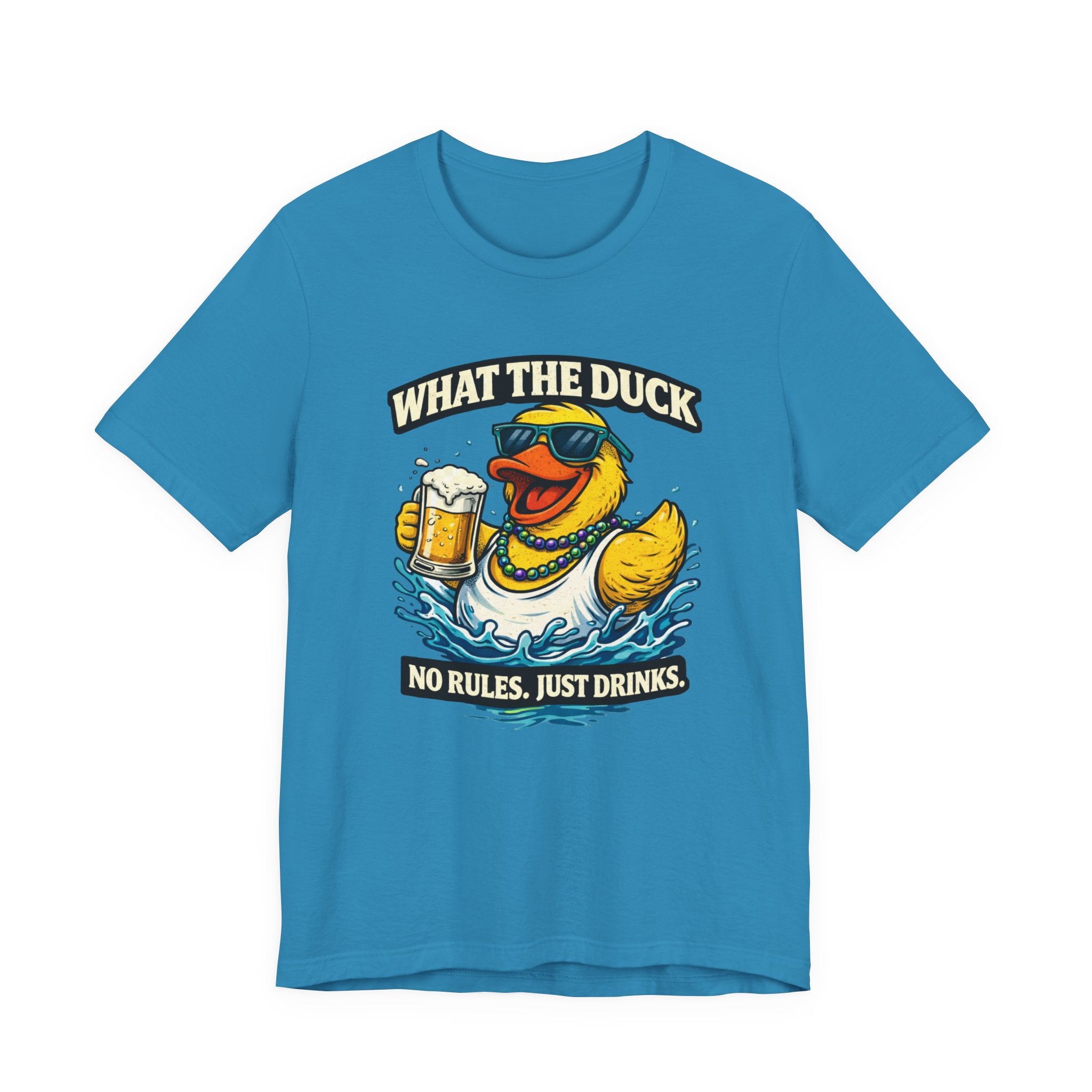 What The Duck Tee — 'No Rules, Just Drinks' Funny Beer Duck T-Shirt