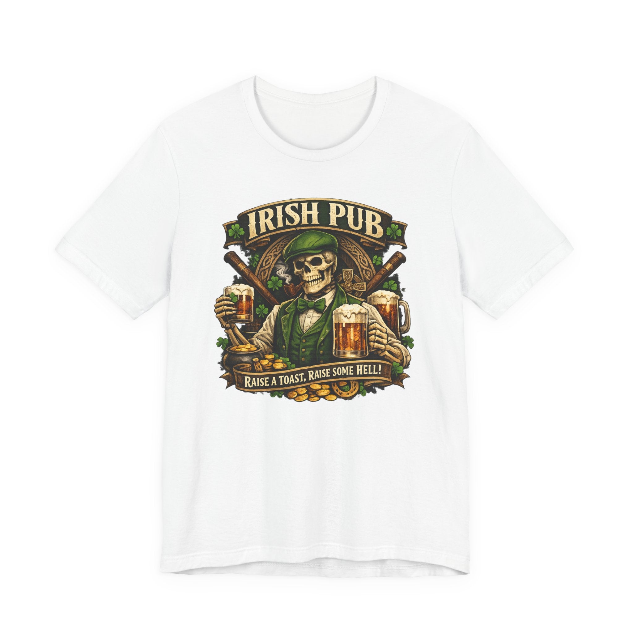 Irish Pub Skull T‑Shirt — "Raise a Toast, Raise Some Hell" St. Patrick’s Day Tee