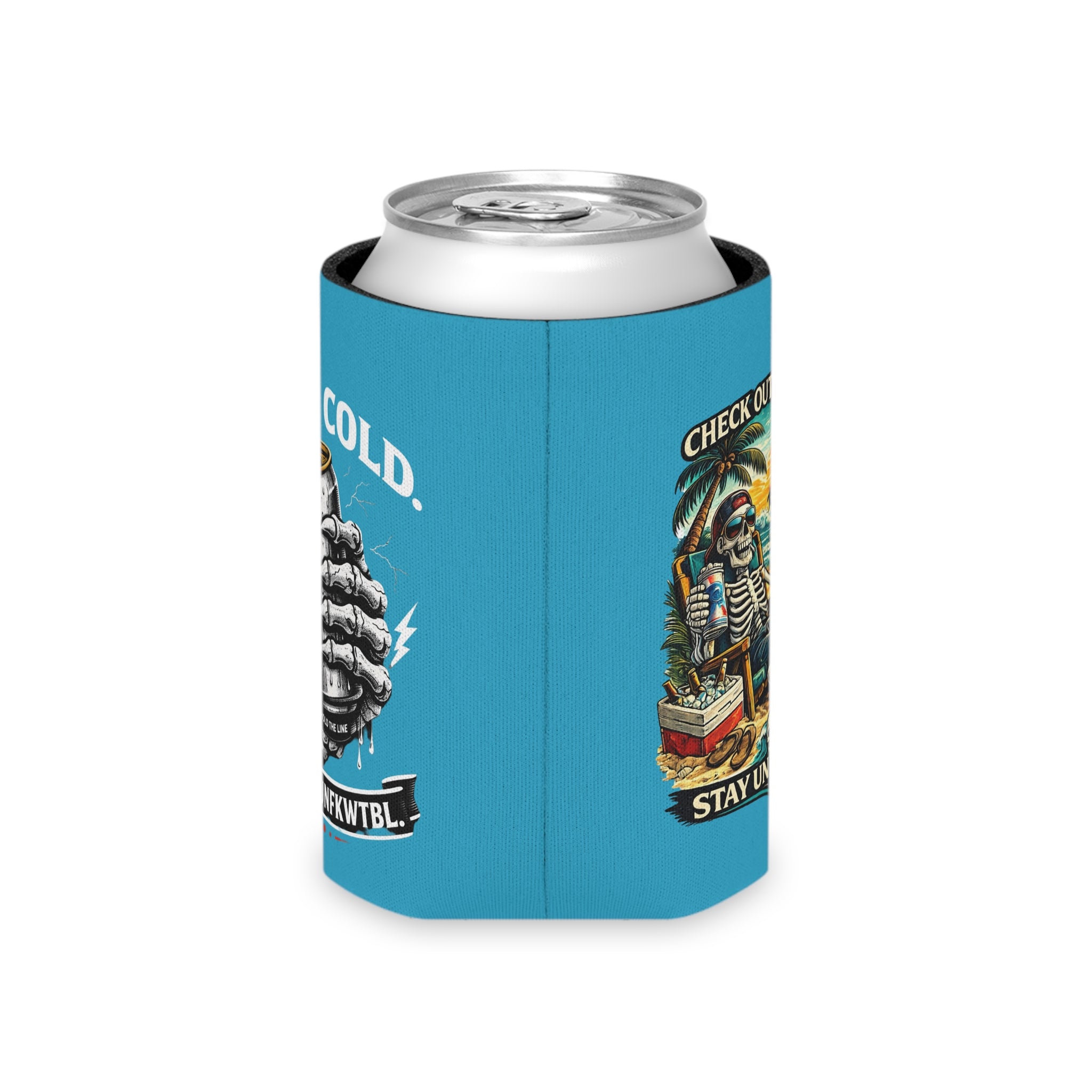 Can Cooler — 'Stay Cold / Check Out the Waves' Surf Skeleton Drink Koozie