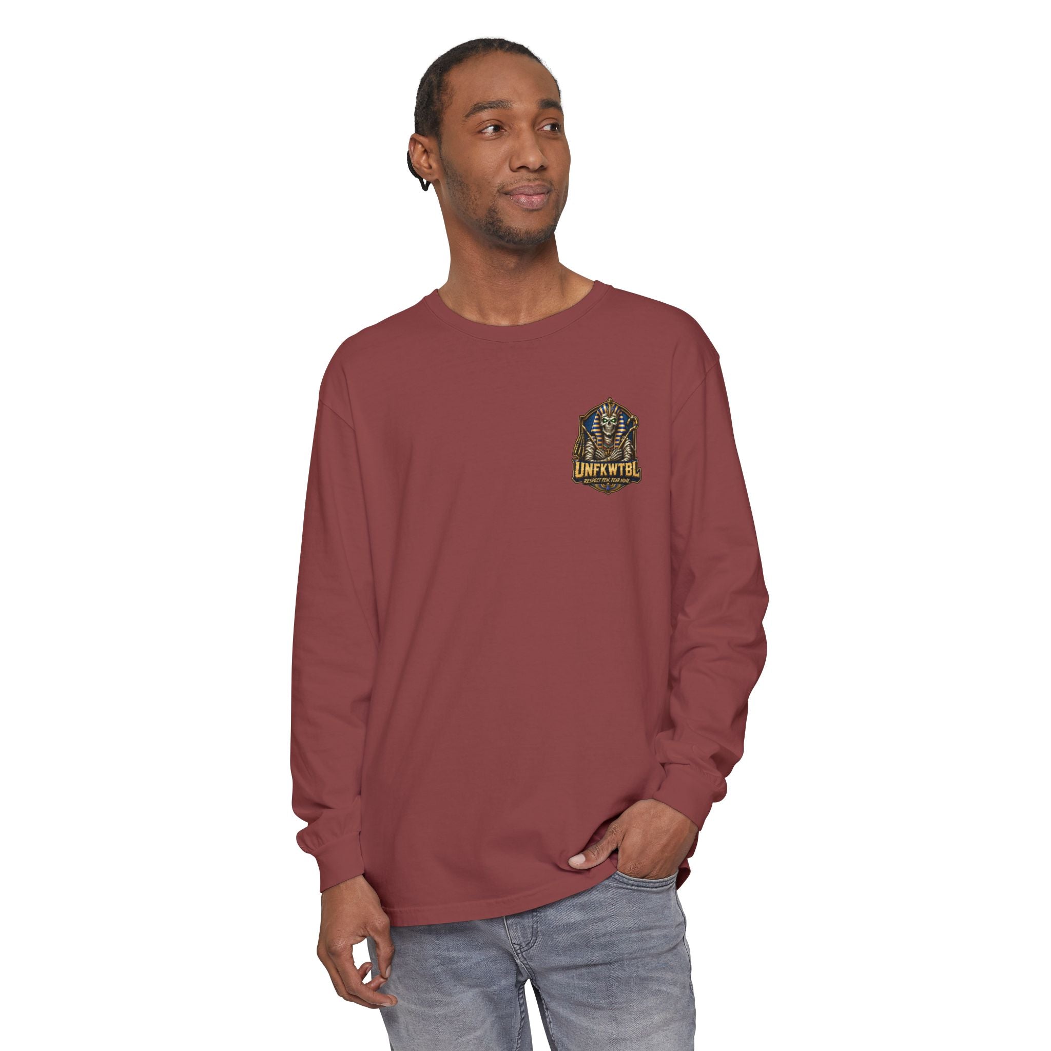 Unfkwtbl Pharaoh Long Sleeve Tee — Vintage Egyptian Mummy Graphic