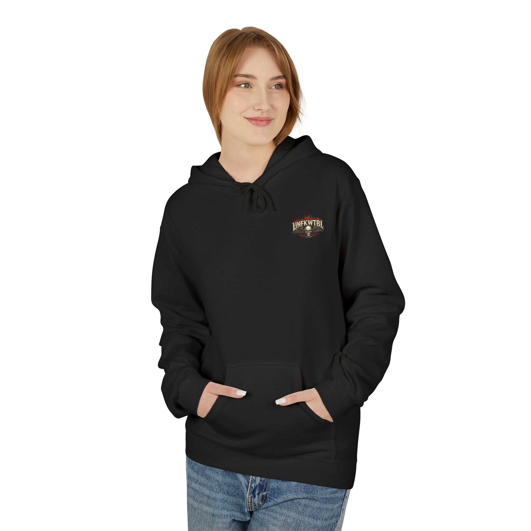 Vintage skull band emblem biker aesthetics hoodie with bold graphic and relaxed fit