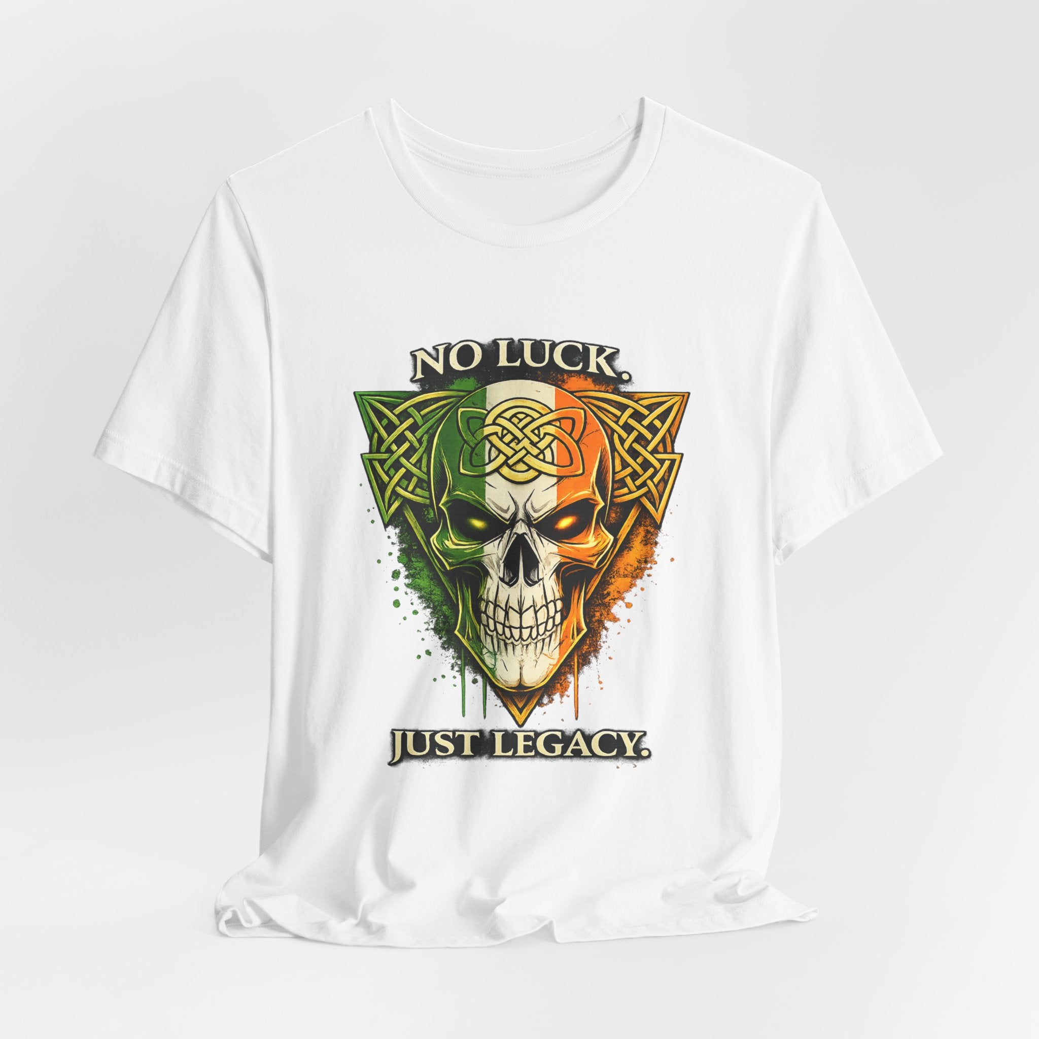 No Luck Just Legacy Skull Tee — Celtic Irish Flag Skull T-Shirt
