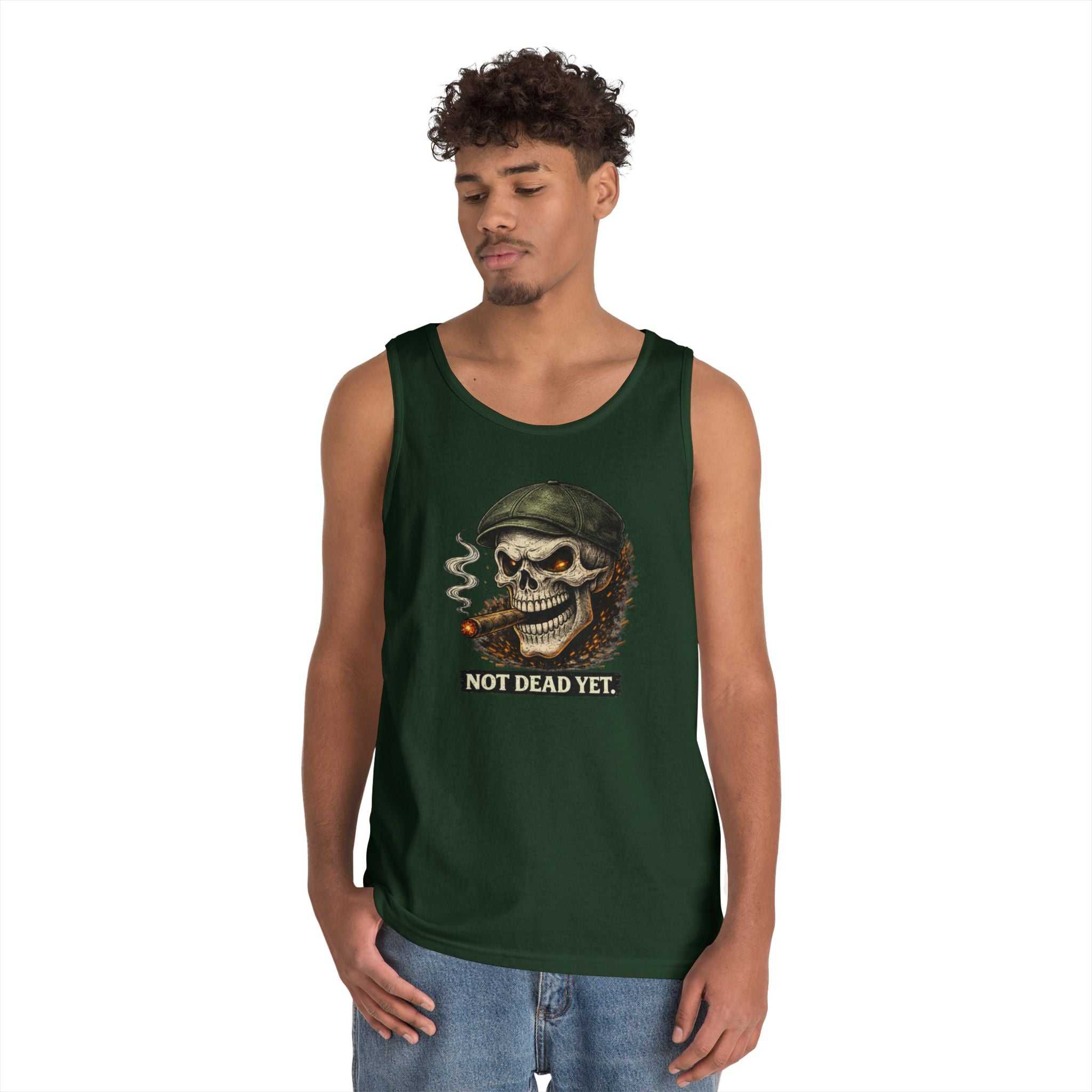 Tank Top — 'Not Dead Yet' Smoking Skull Graphic