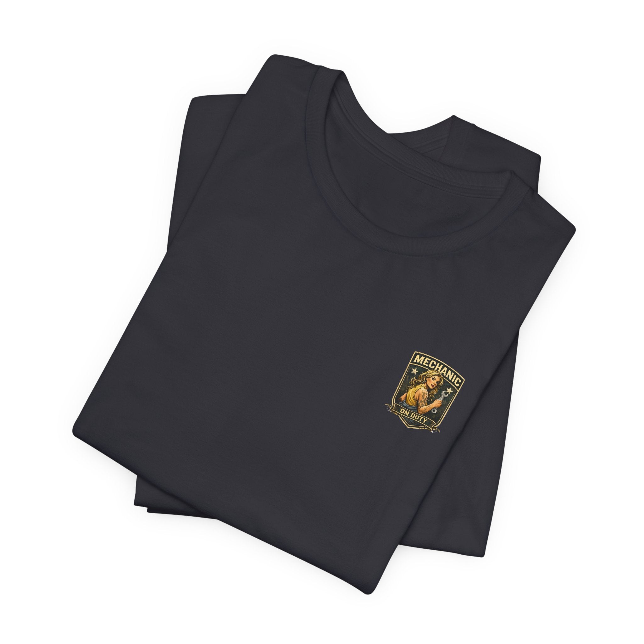 Mechanic On Duty Tee — Vintage Pinup Garage Shirt