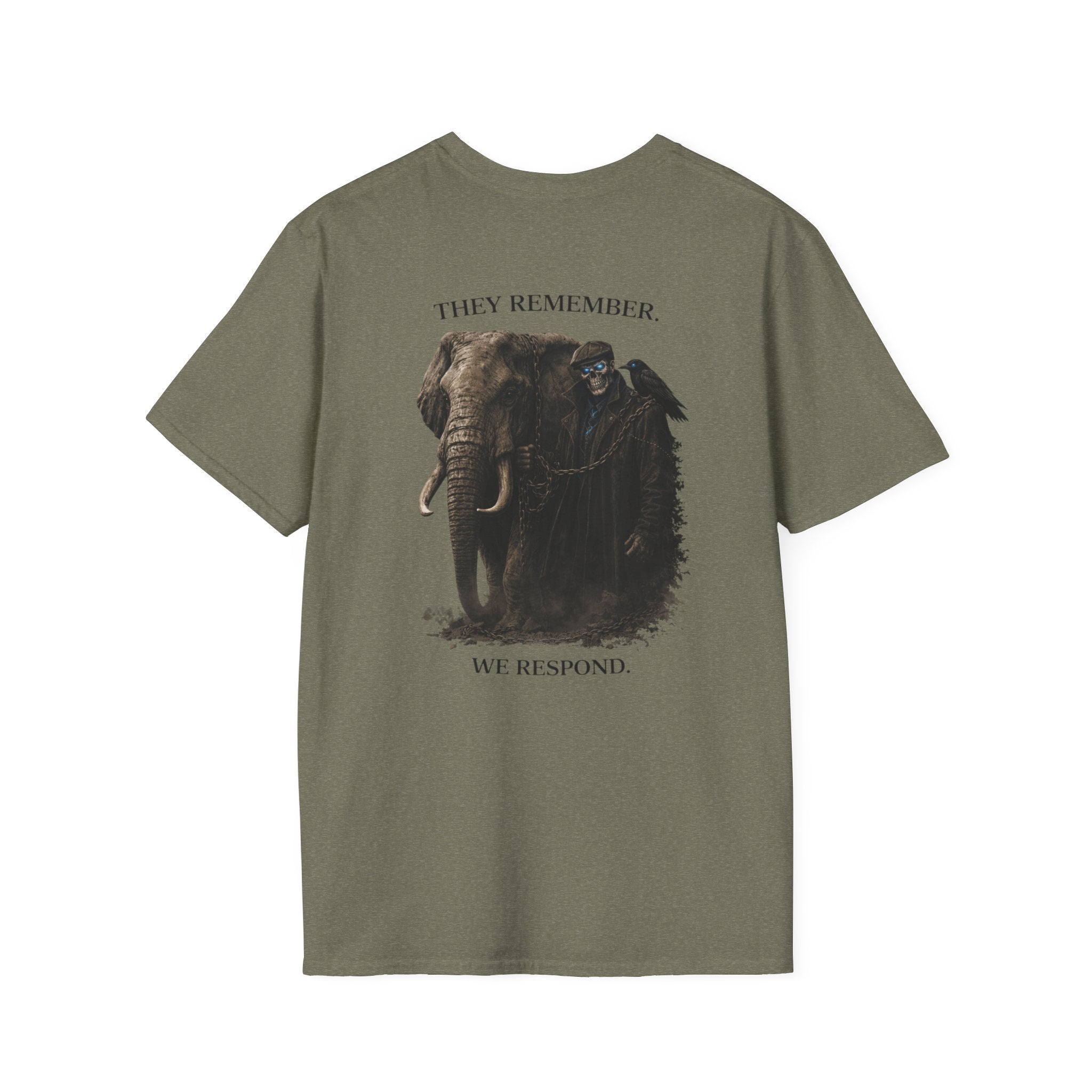 They Remember We Respond T‑Shirt — Military Memorial Elephant Graphic