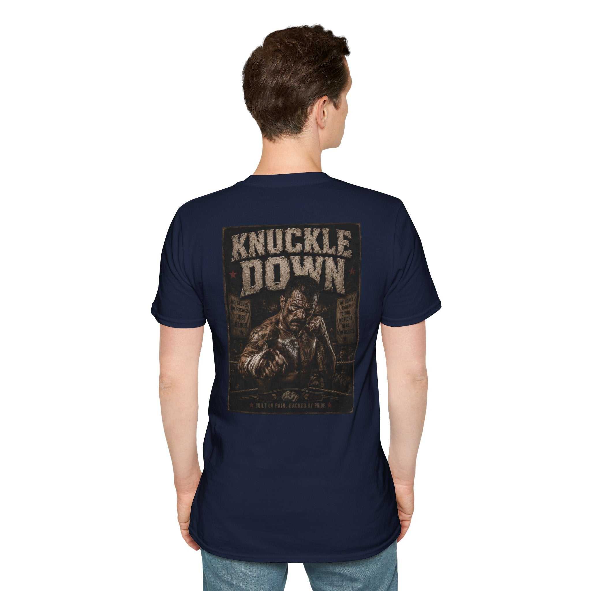 Knuckle Down Tee — Retro Block Letter Graphic T-Shirt