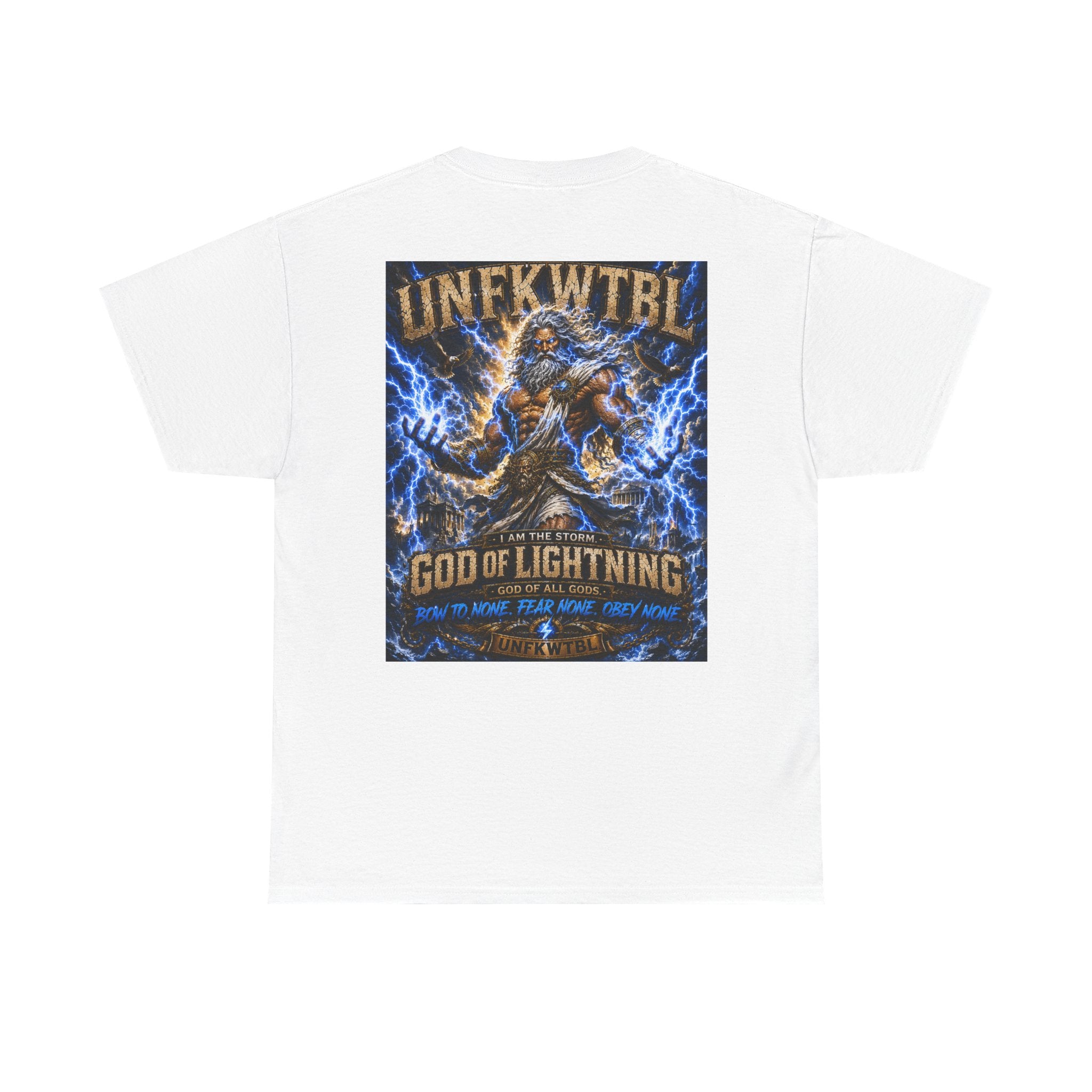 God of Lightning Graphic Tee — "UNFKWTBL" Mythic Thunderback T‑Shirt