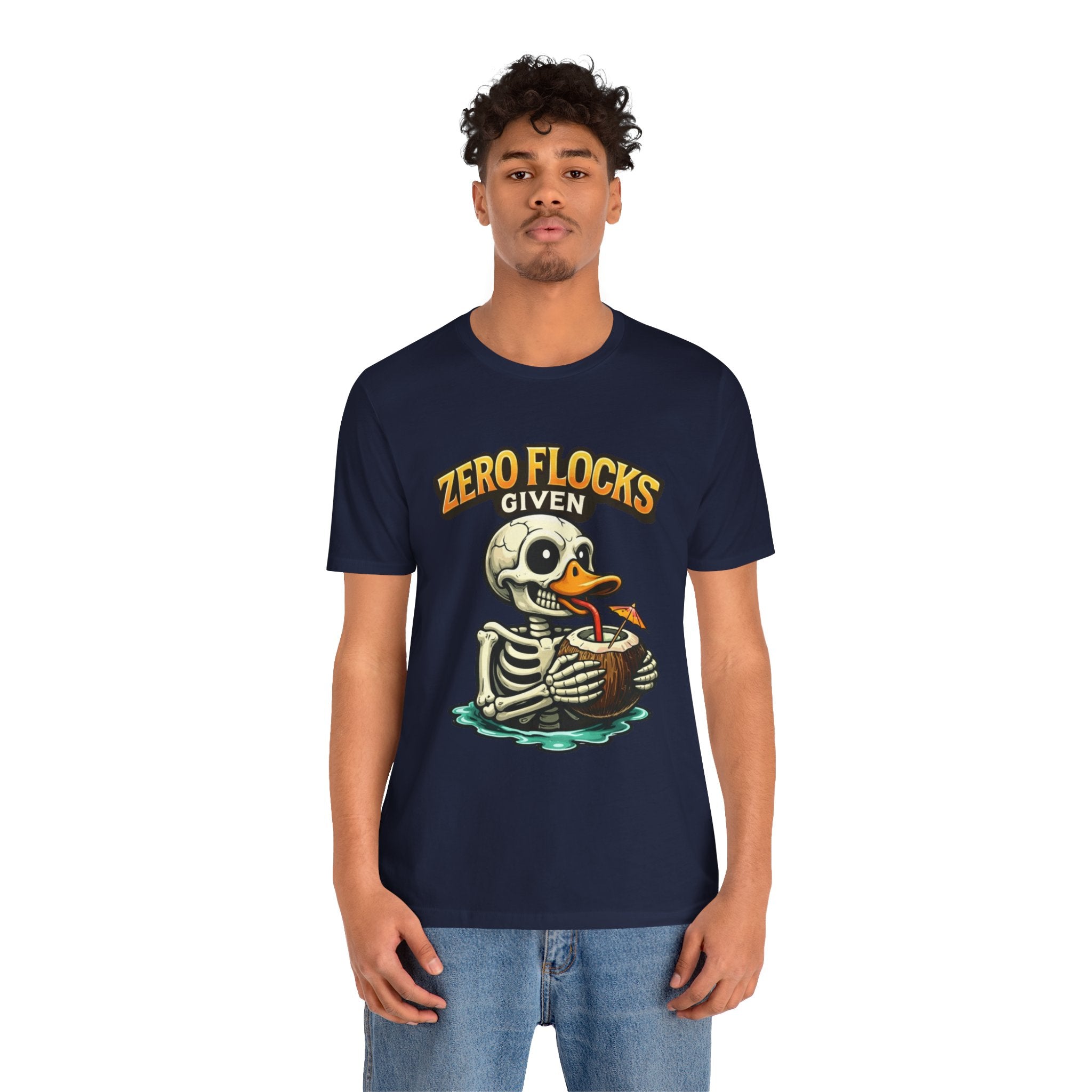 T‑Shirt — "Zero Flocks Given" Skeleton Duck Graphic Tee