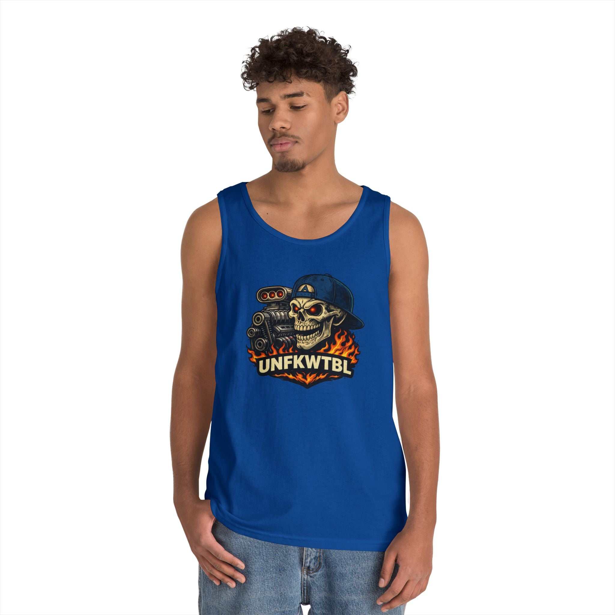 Skull Mechanic Tank Top — 'UNFKWTBL' Vintage Hot Rod Graphic