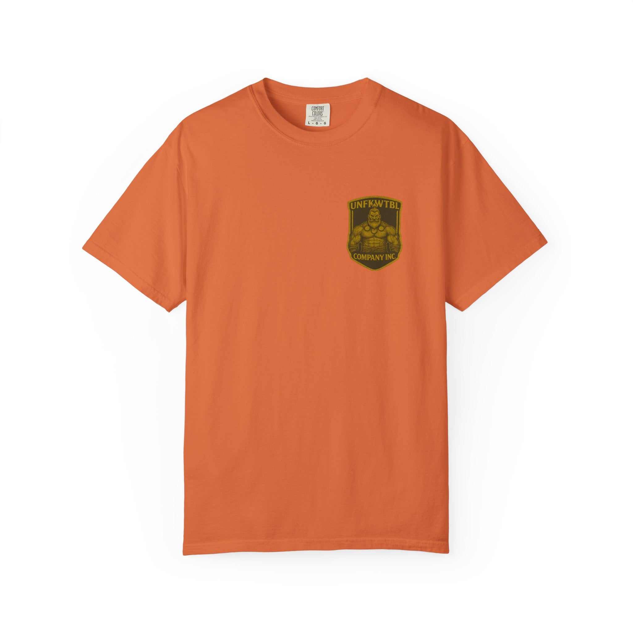 Orange unisex Creeper's Crawl T-shirt with vintage-inspired graphic and garment-dyed soft cotton fabric
