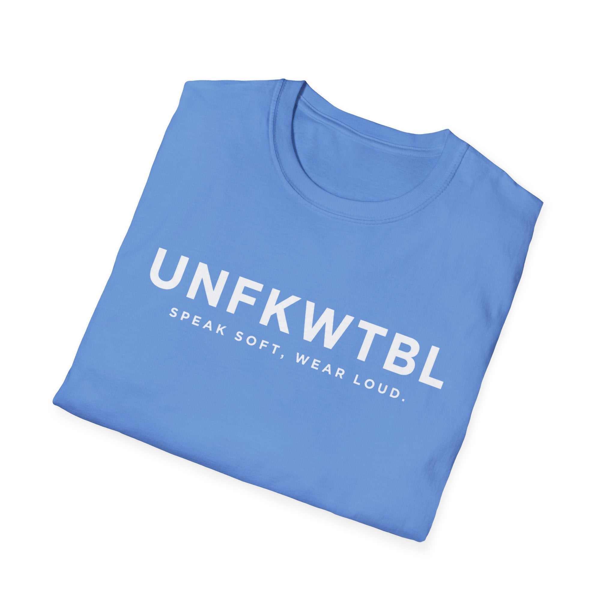 Black UNFKWTBL 'Speak Soft. Wear Loud.' T-shirt with bold chest lettering and lightweight cotton fabric