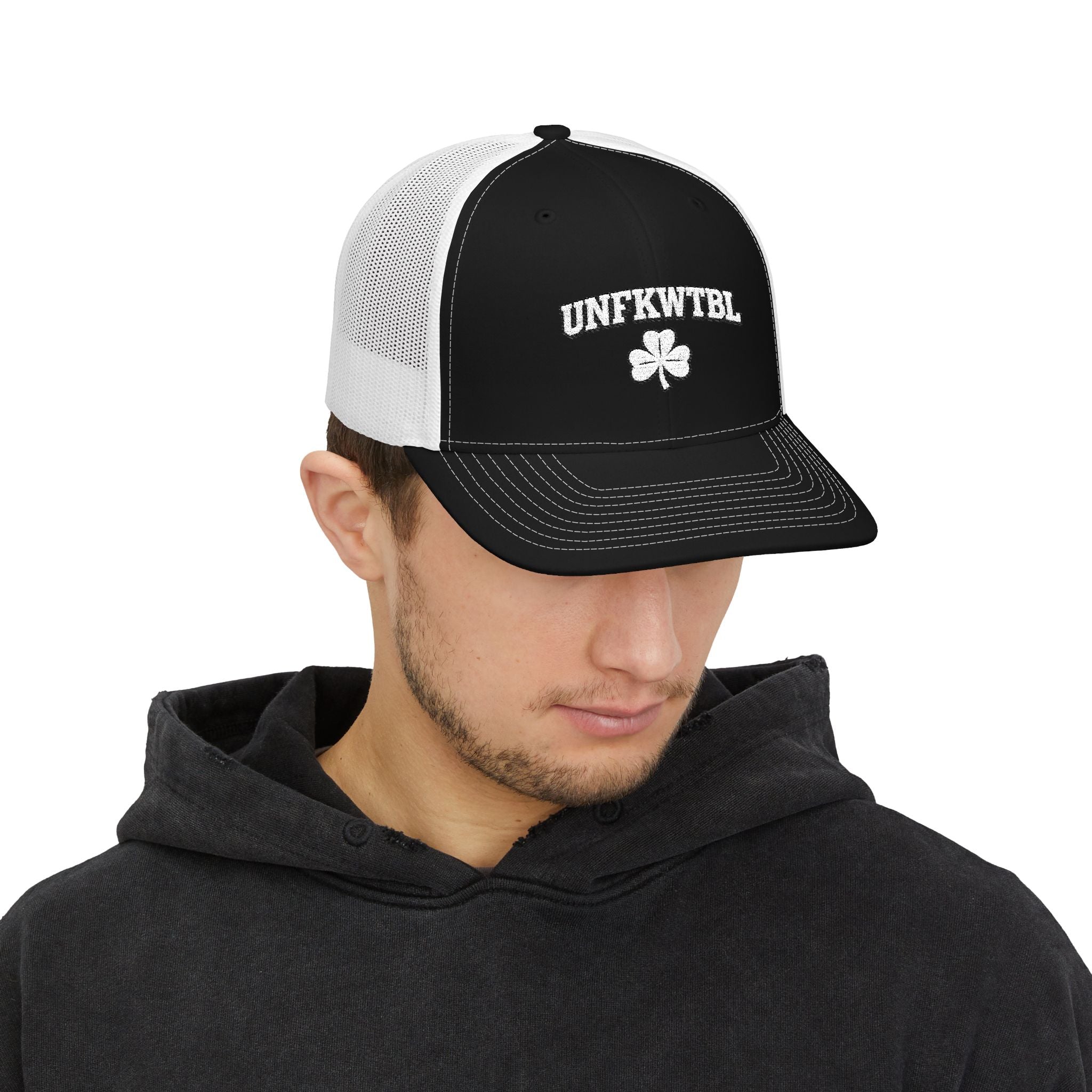 Snapback Trucker Cap — "UNFKWTBL" Embroidered Clover Hat