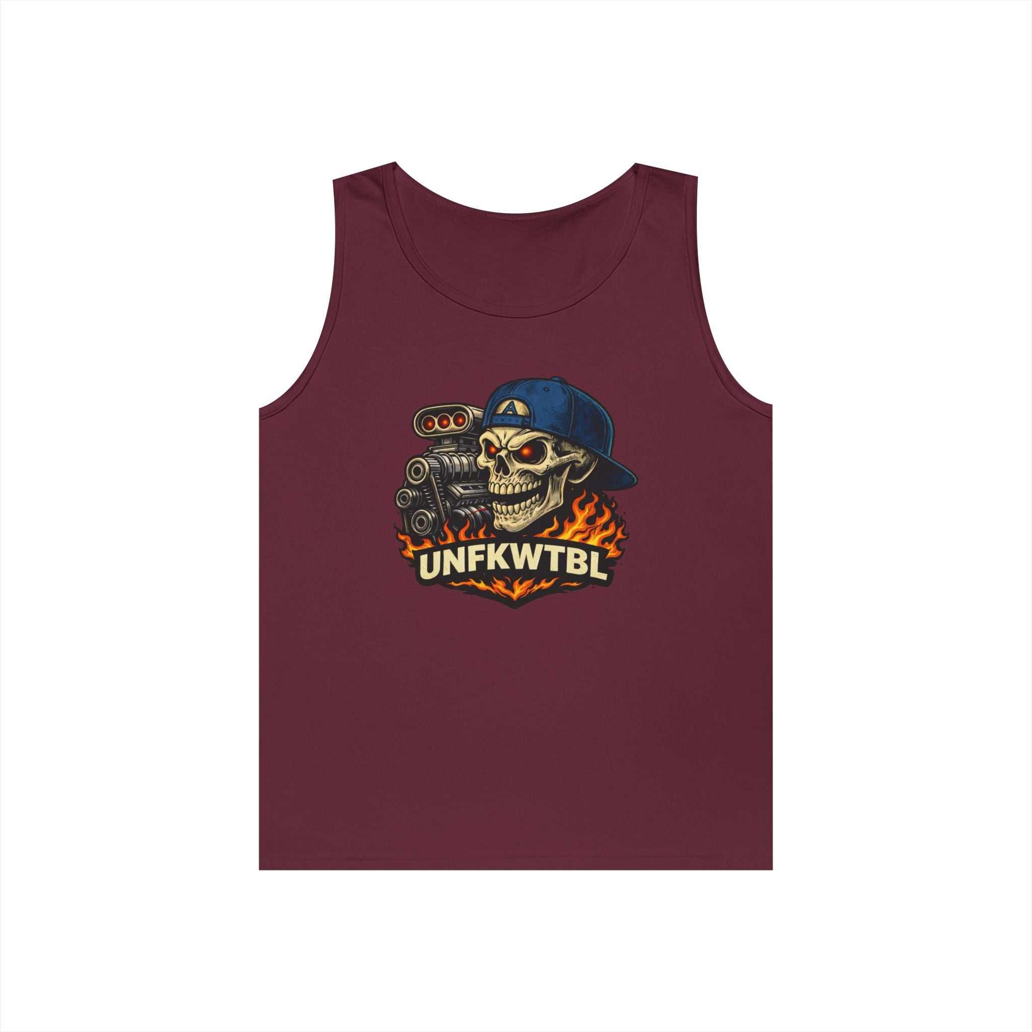 Skull Mechanic Tank Top — 'UNFKWTBL' Vintage Hot Rod Graphic