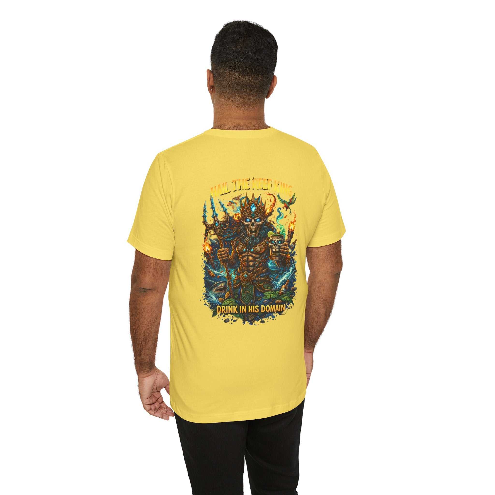 Hail the Reef King T-shirt with oceanic reef king graphic and trident design