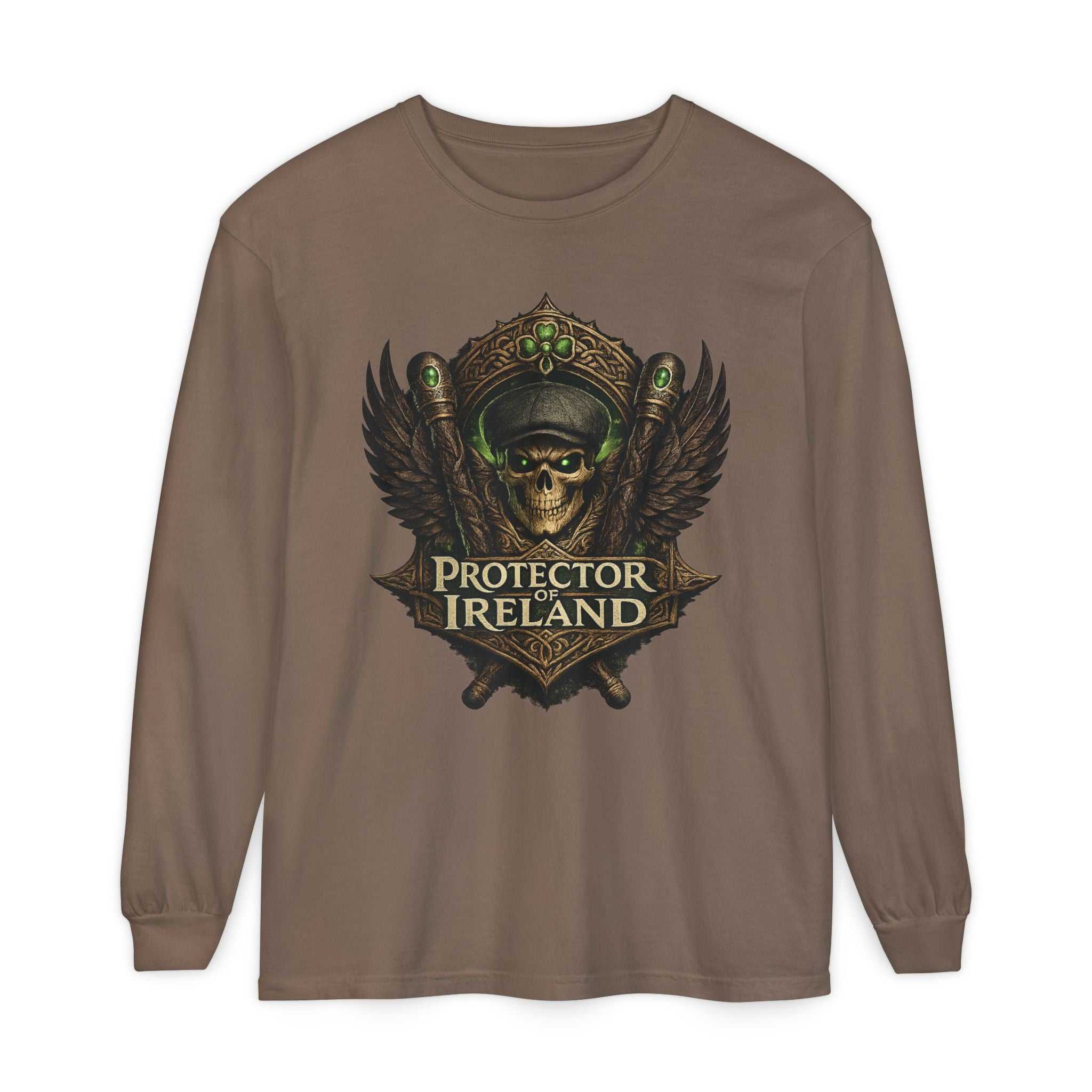 Protector of Ireland Long Sleeve Tee — Skull Crest Irish Pride