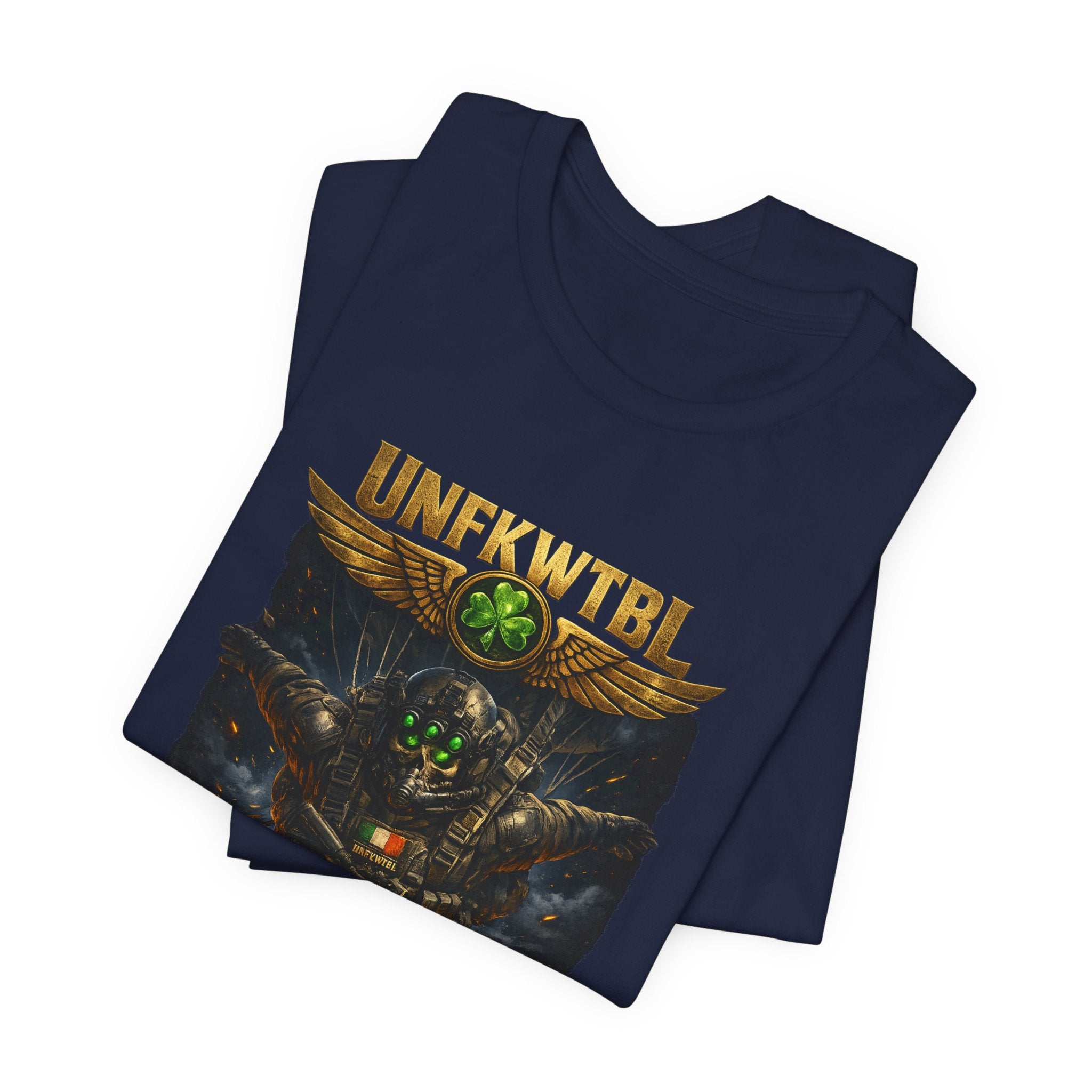 Military Mech Combat T‑Shirt — 'UNFKWTBL' Sci‑Fi Armor Design