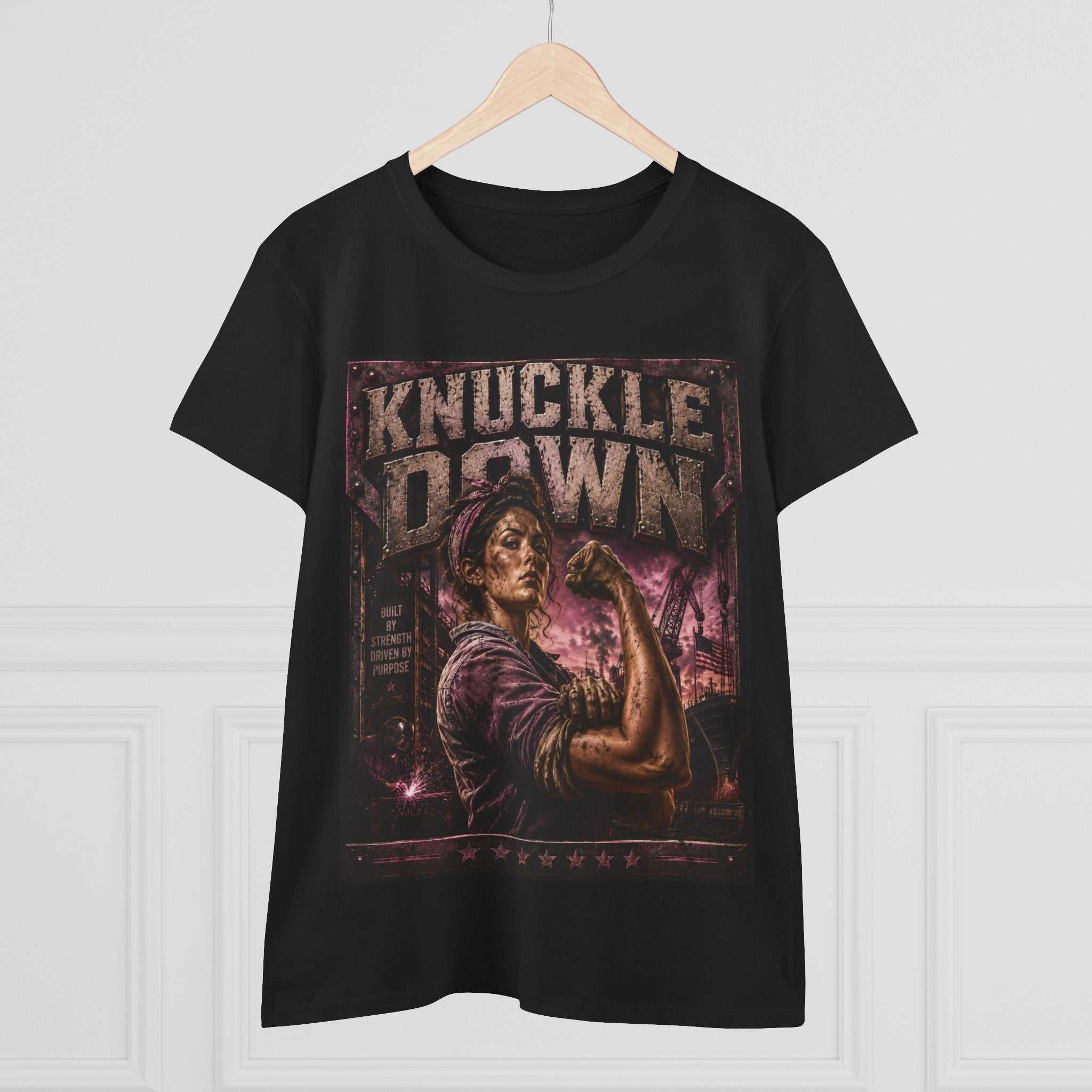 Knuckle Down Women's T‑Shirt — Rosie-Inspired Empowerment Graphic Tee