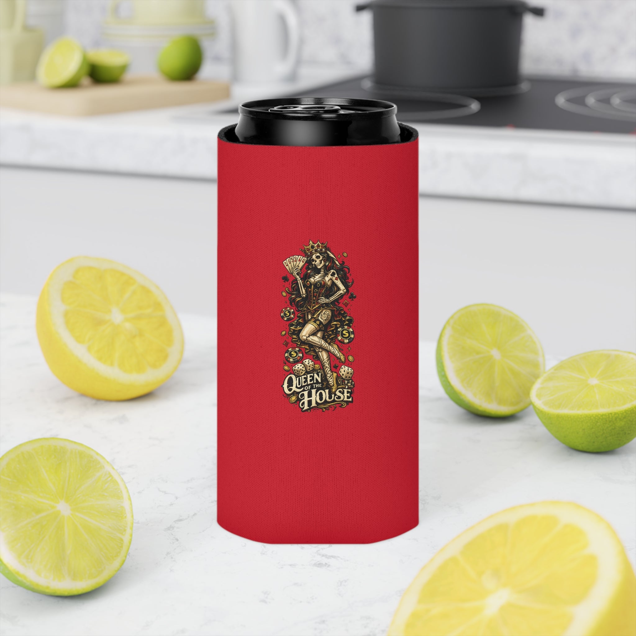 Can Cooler — "Stay Cold, Remain Unfkwtbl" Retro Pinup Skull Design
