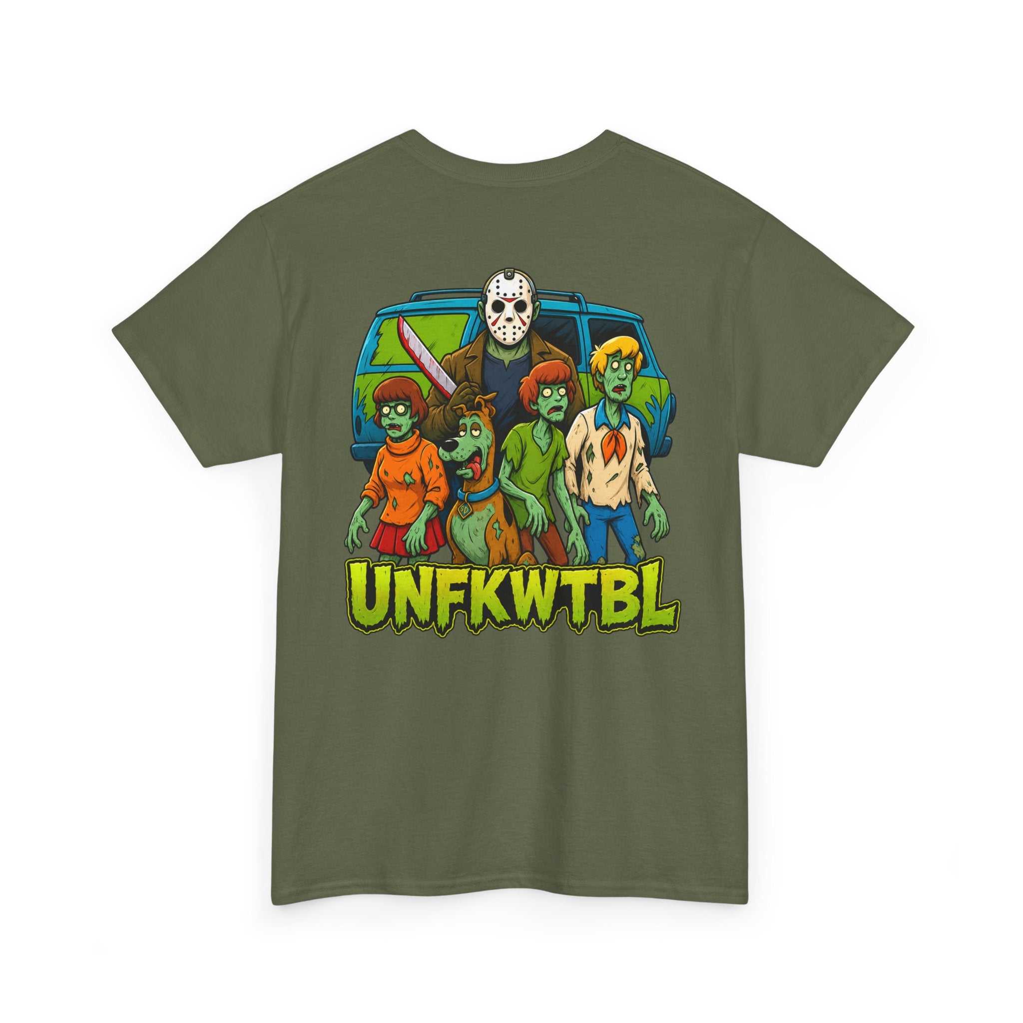 T-Shirt with Jason Voorhees Hanging with Mystery Crew Design
