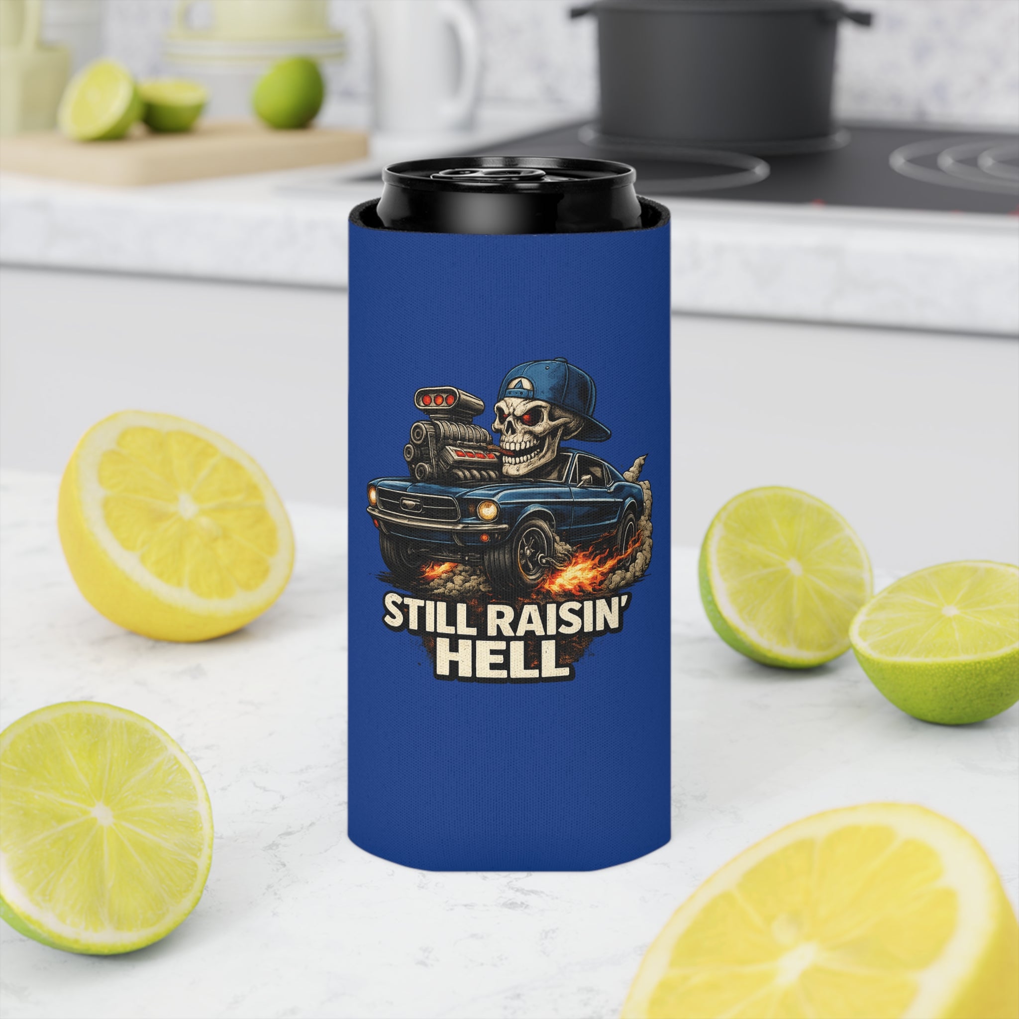 Can Cooler — "Stay Cold. Remain Unfkwtbl." Skull Muscle Car Design