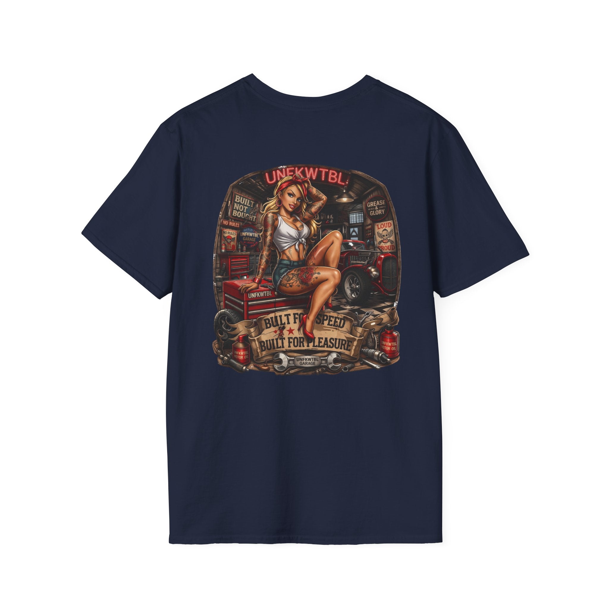 Pin-Up Garage T-Shirt — "Built For Speed, Not For Pleasure" Vintage Motorcycle Tee