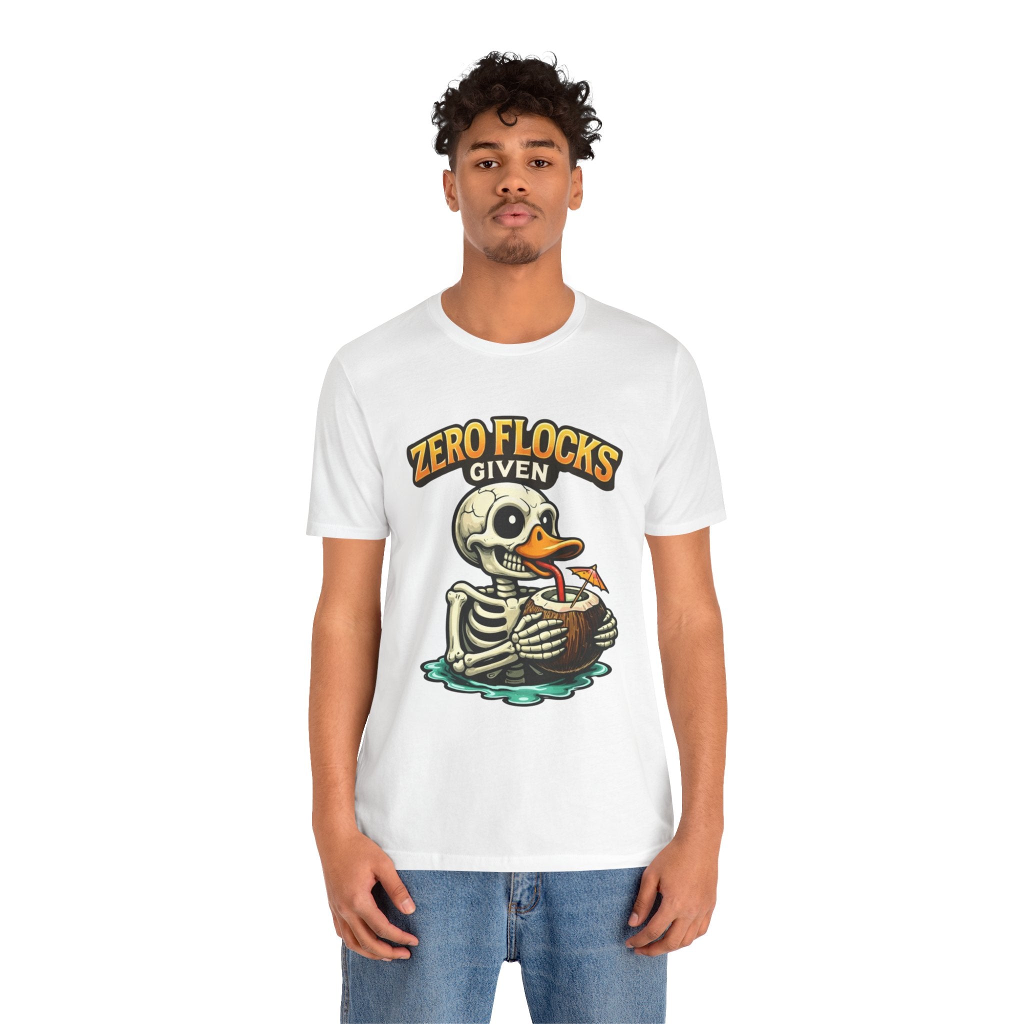 T‑Shirt — "Zero Flocks Given" Skeleton Duck Graphic Tee