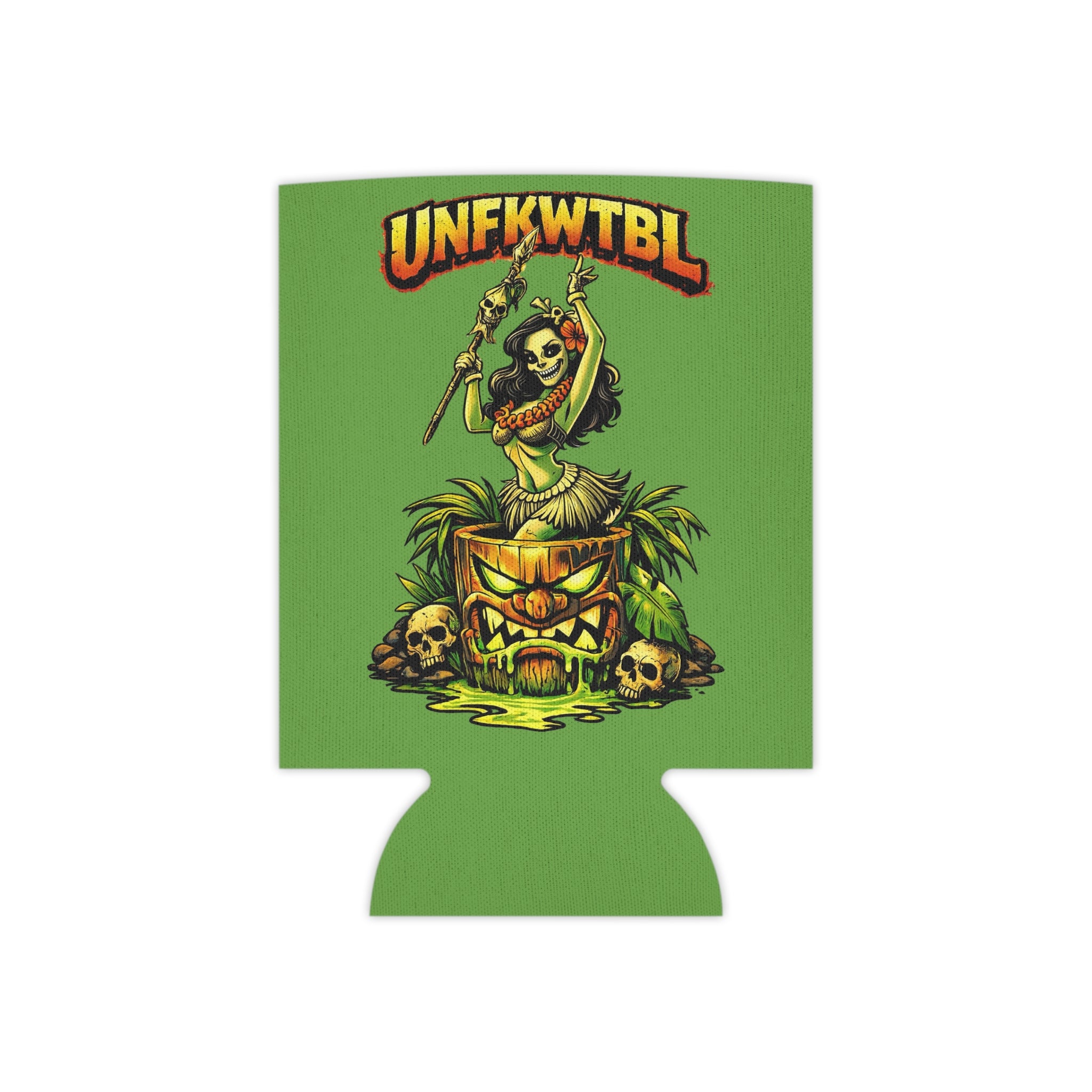 Can Cooler — "Stay Cold. Remain UNFKWTBL" Tropical Skull Beer Koozie