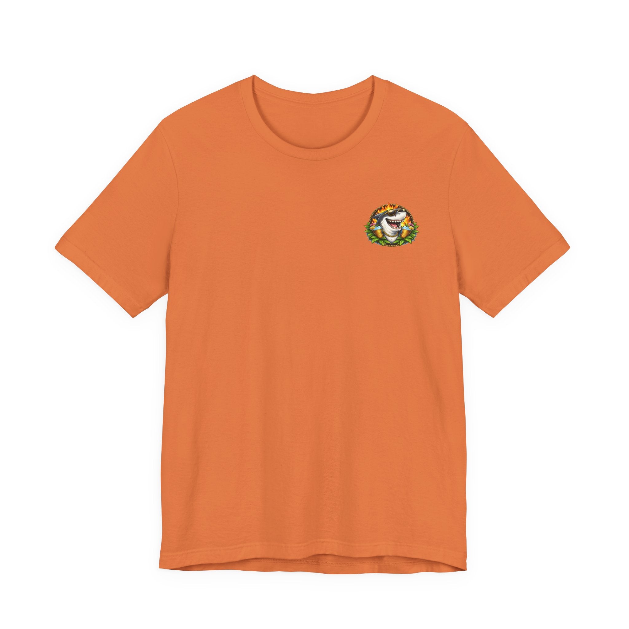 Shark Tiki Party Tee — "Just One More" Tropical Bar Graphic Shirt