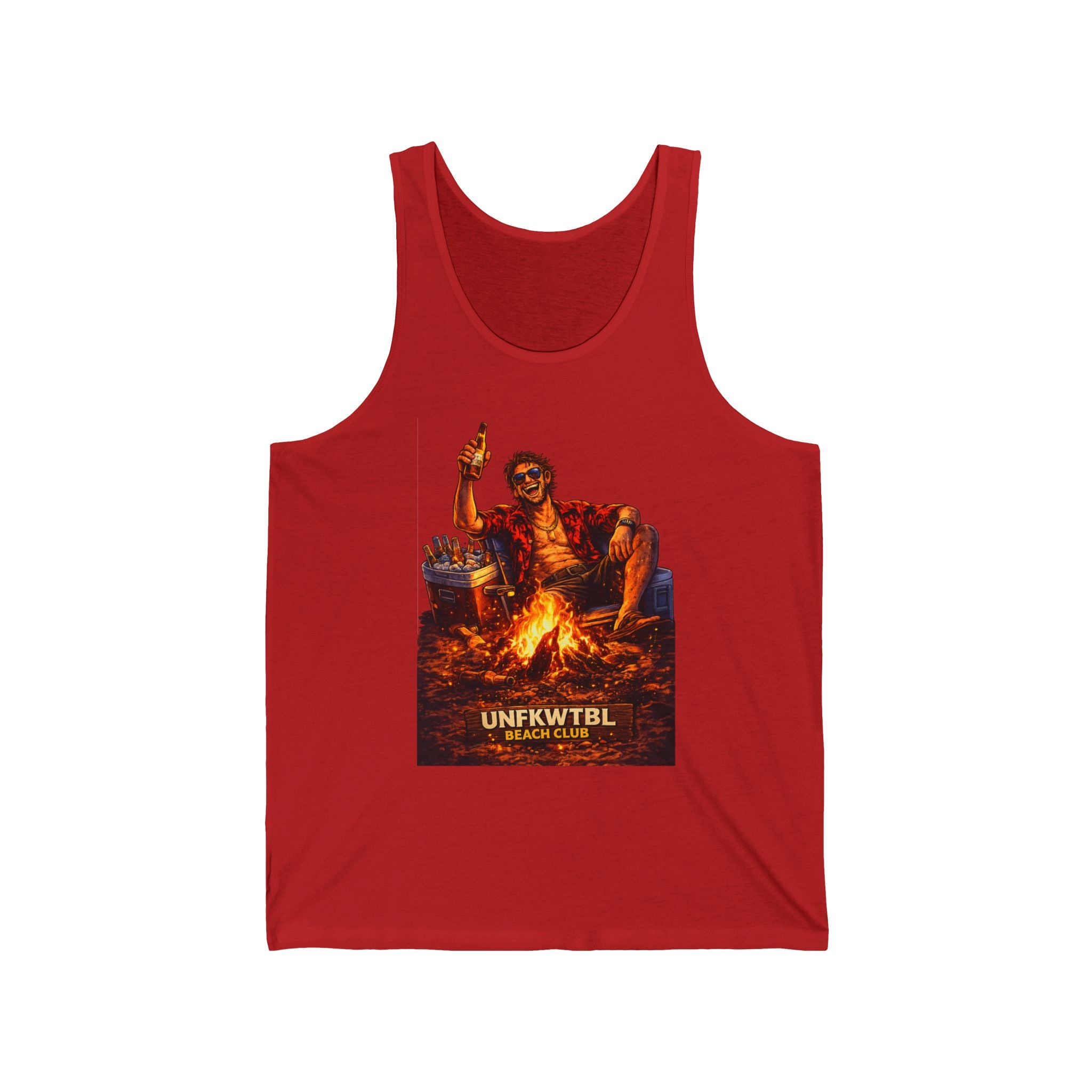 Campfire Vibes Tank Top — "UNFKWTBL" Retro Campfire Graphic