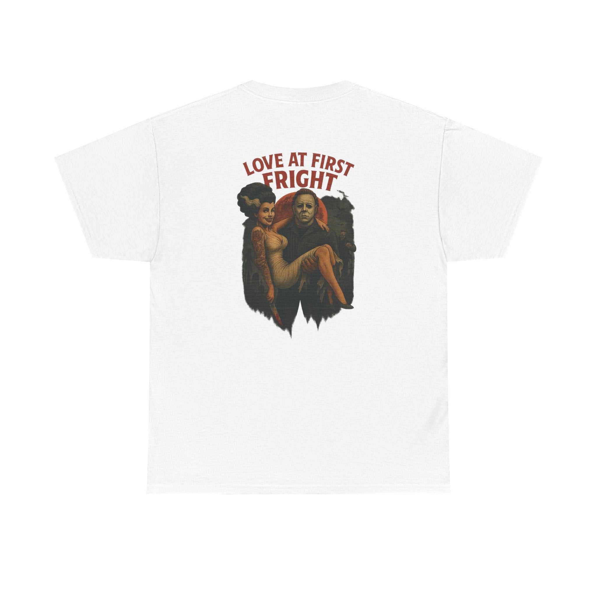 Unisex Horror Tee featuring Michael Myers and Bride of Frankenstein design