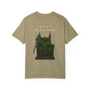 Unisex garment-dyed t-shirt with Beast King vintage graphic design in beige for casual wear and gamer gift