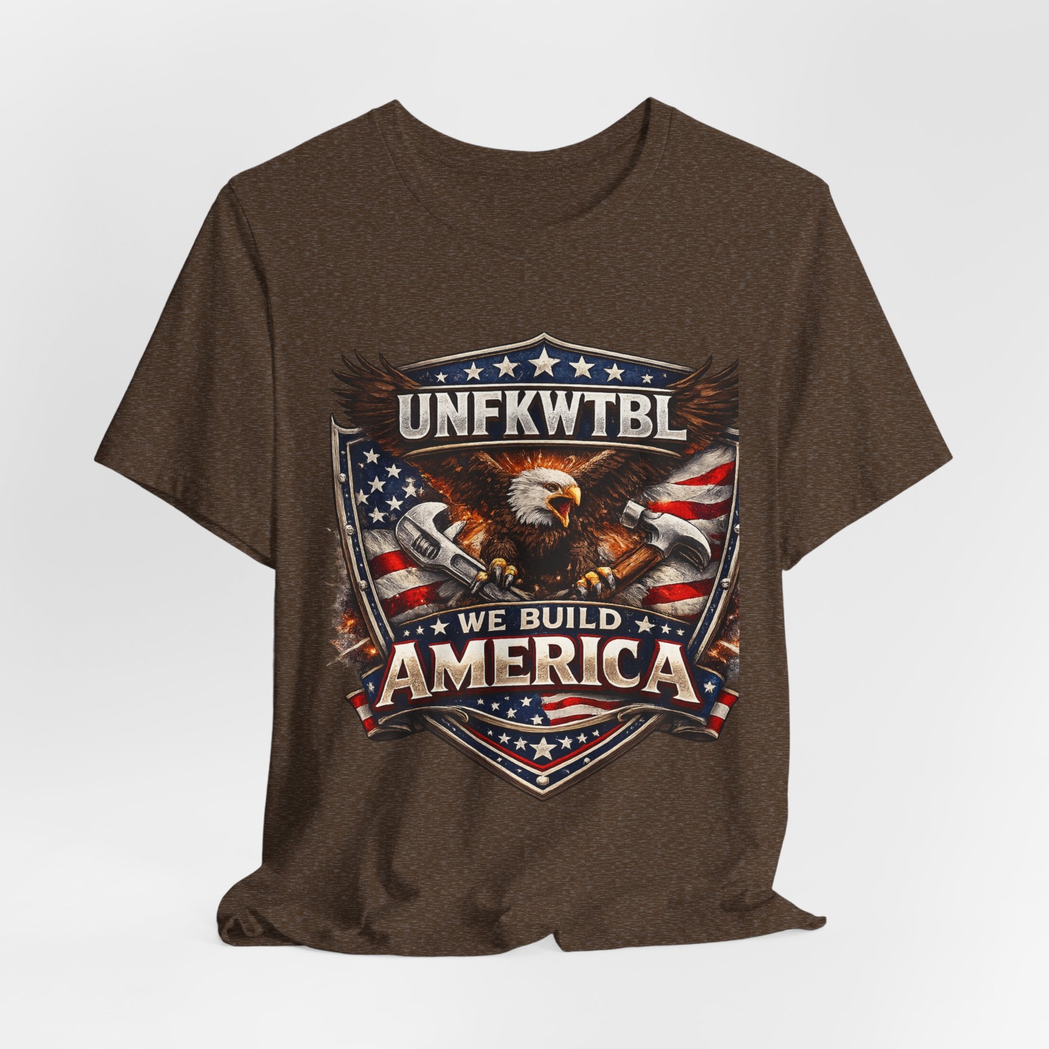 We Build America T-Shirt — Patriotic Eagle Flag Graphic Tee (UNFKWTBL)
