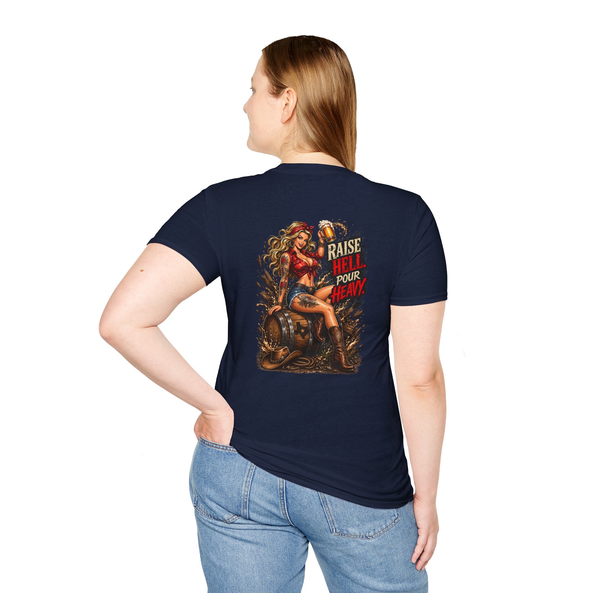Raise Hell Pour Heavy T-Shirt — Vintage Pinup Barrel Racing Shirt