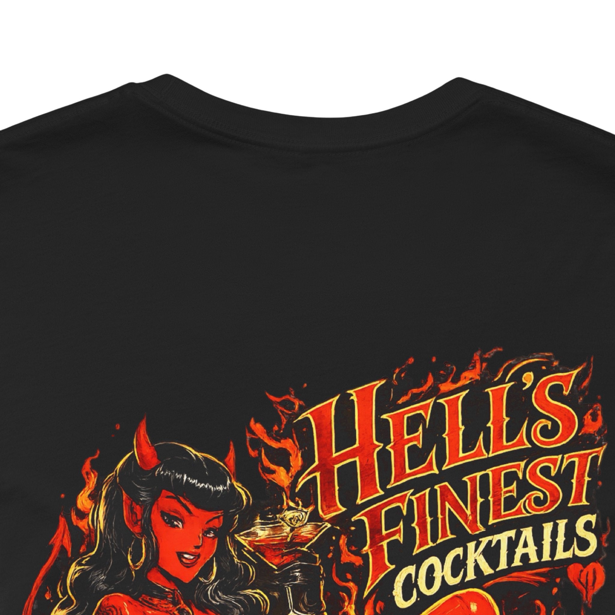 Graphic Tee — "Hell's Finest Cocktails" Pinup Devil Design