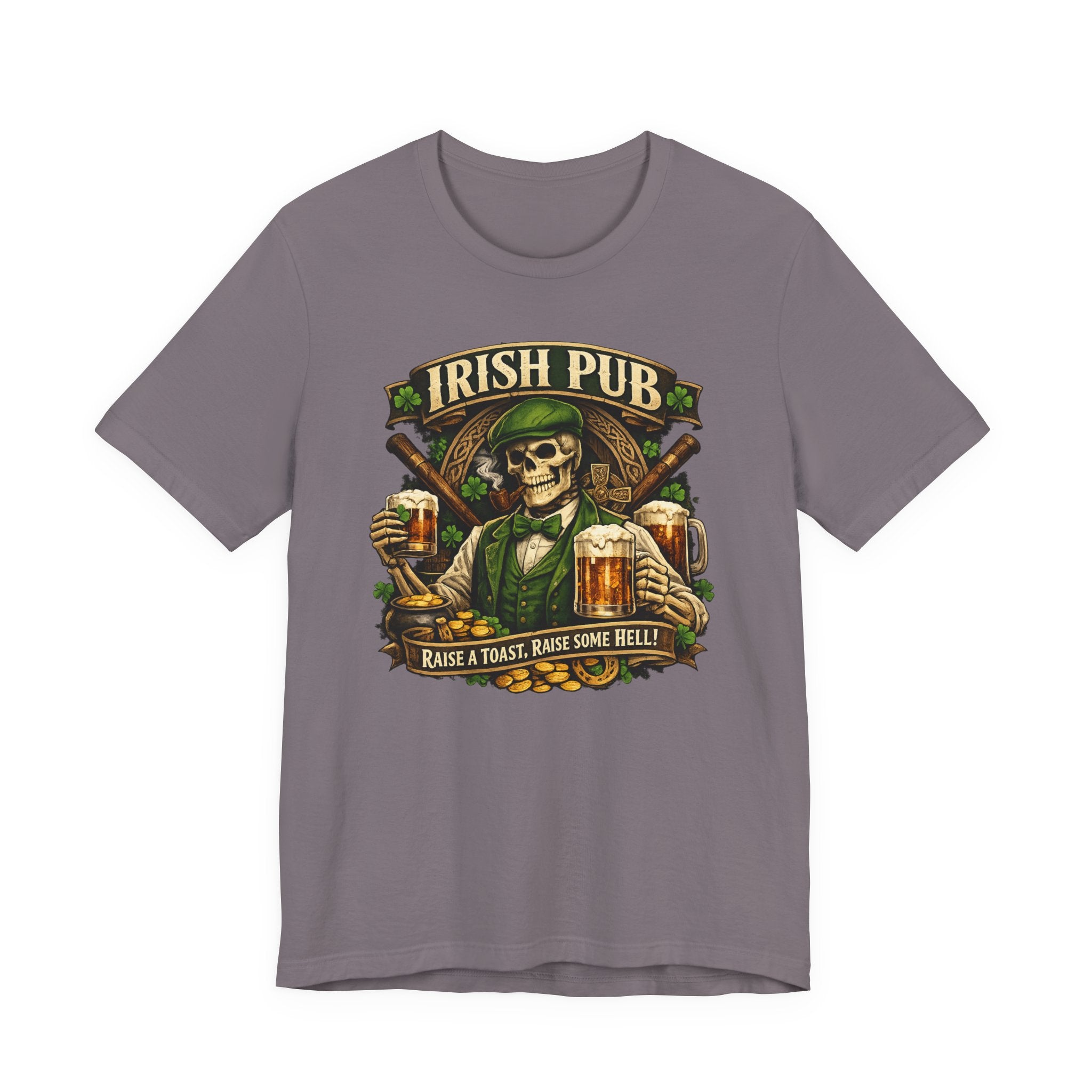 Irish Pub Skull T‑Shirt — "Raise a Toast, Raise Some Hell" St. Patrick’s Day Tee