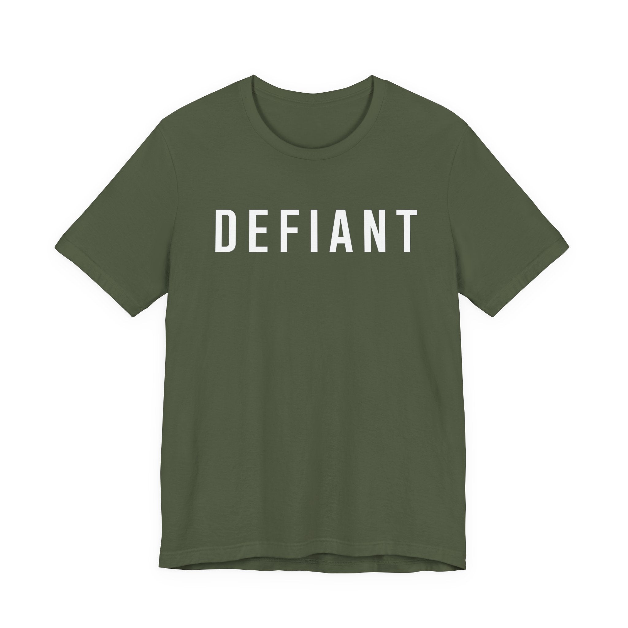 Defiant Graphic Tee — Minimal Bold Text T‑Shirt for Rebels & Statement Makers