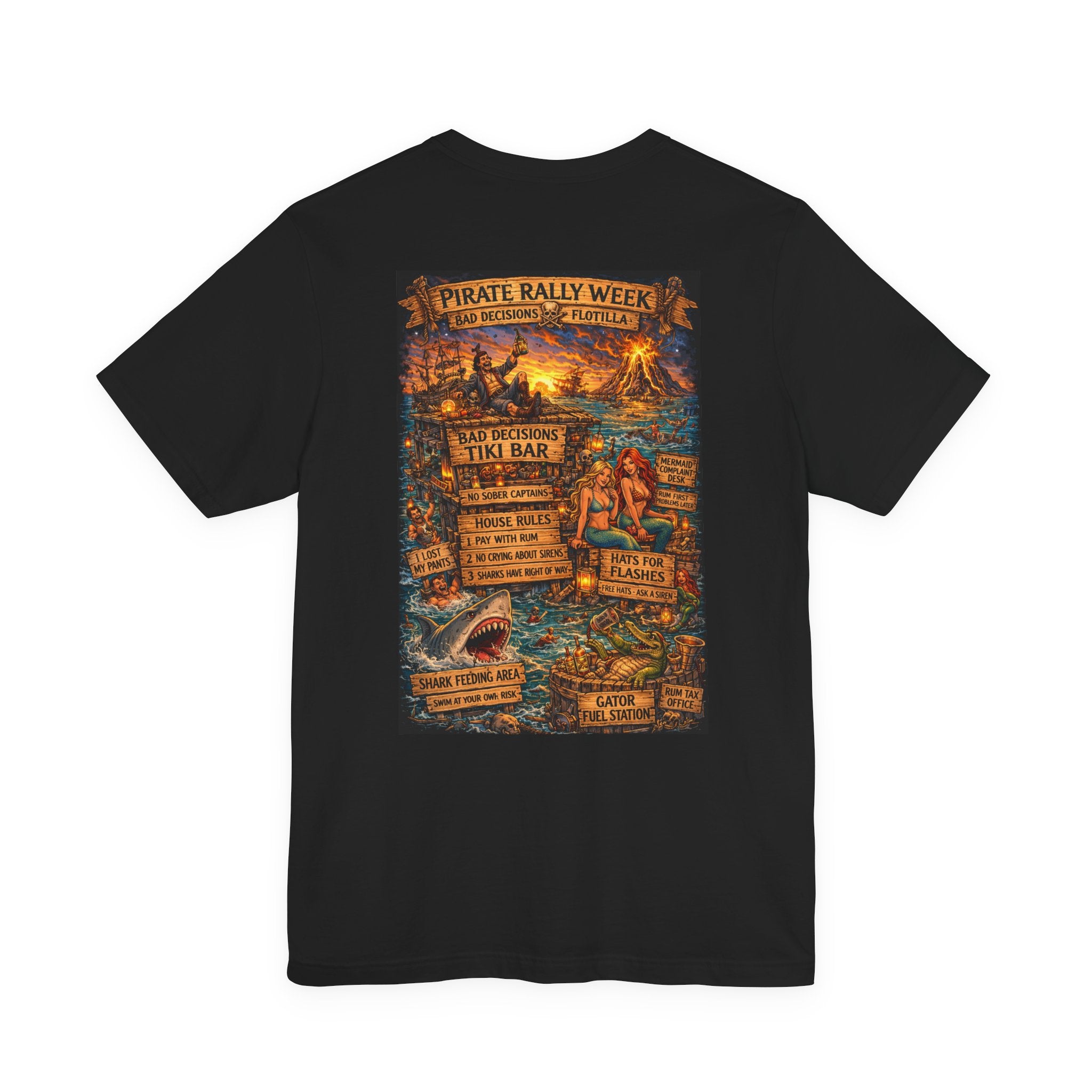 Pirate Rally Vintage Poster Tee — Tiki Bar Adventure Graphic Shirt