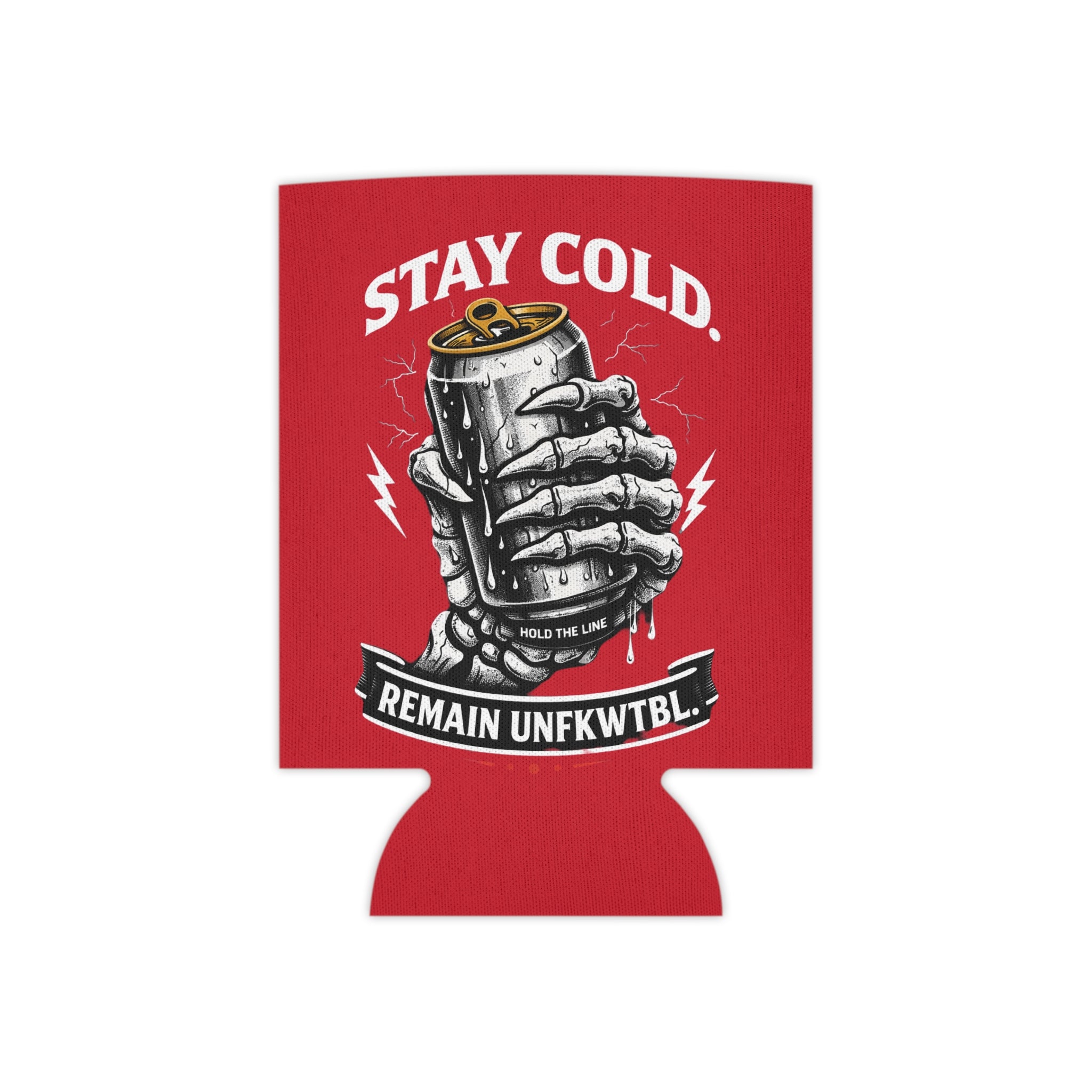 Can Cooler - "Stay Cold" Skeleton Beer Koozie (Slow Burn Survivor Vintage Skull Design)