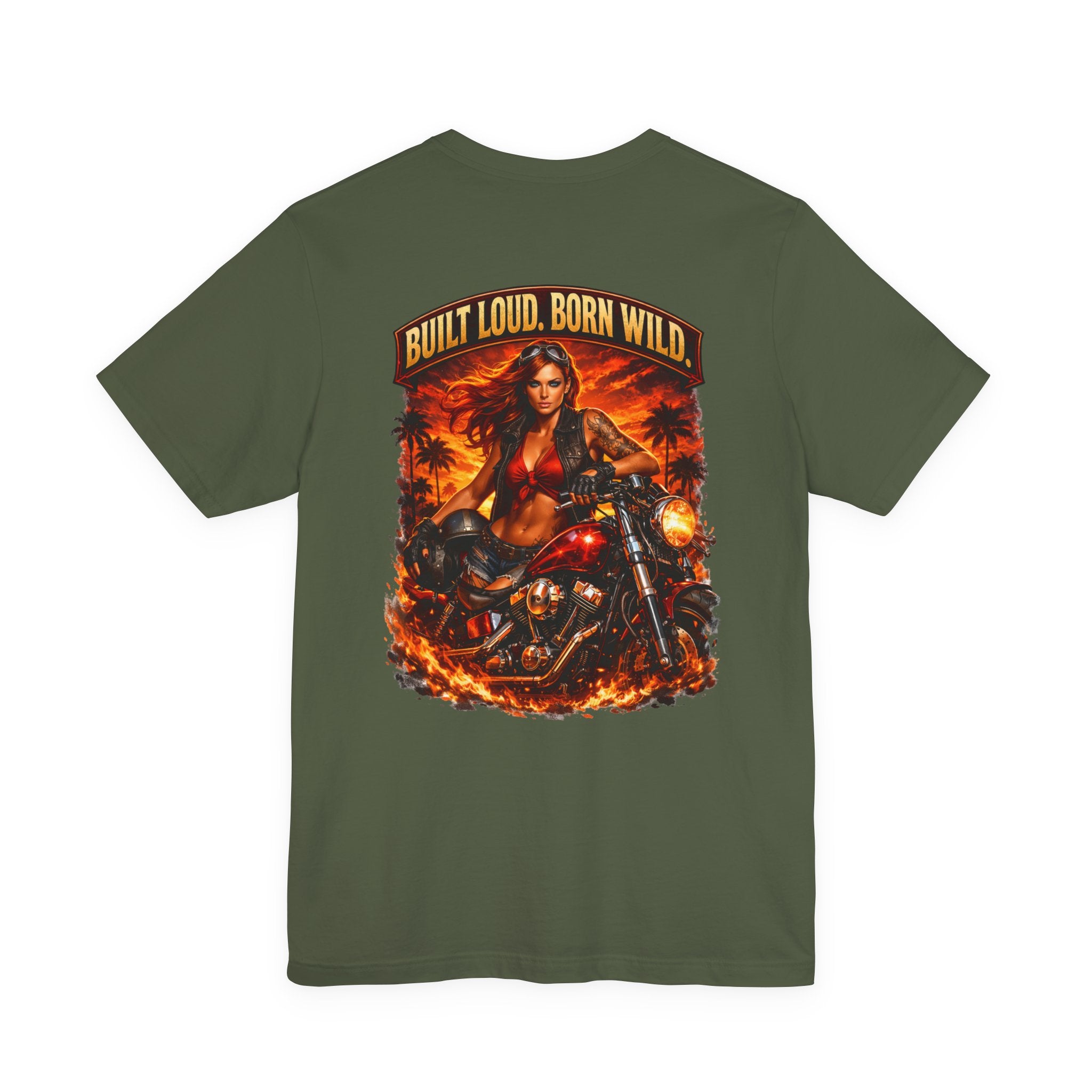 Biker Tee — "Built Loud. Born Wild." Motorcycle Girl Graphic T-Shirt