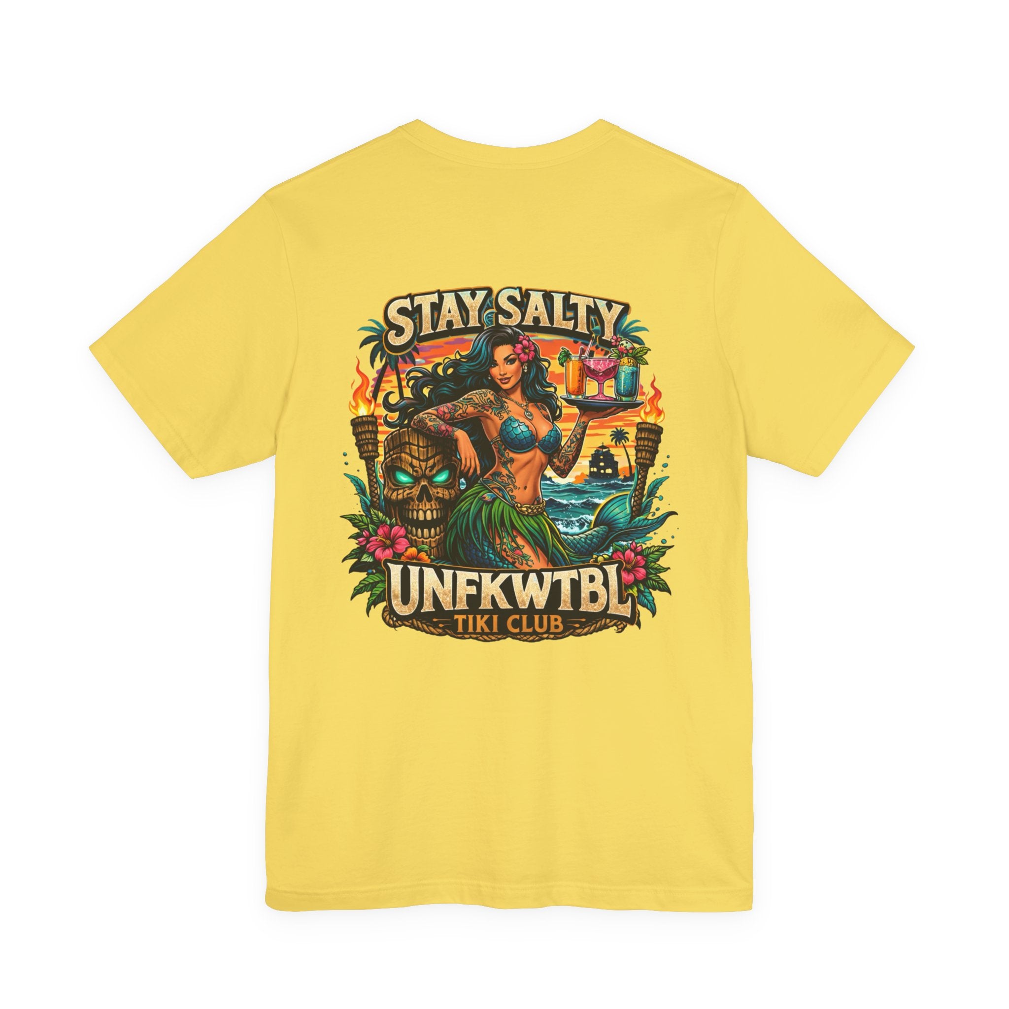 Stay Salty Tiki Club Tee — Vintage Hawaiian Pin-Up Surf Shirt