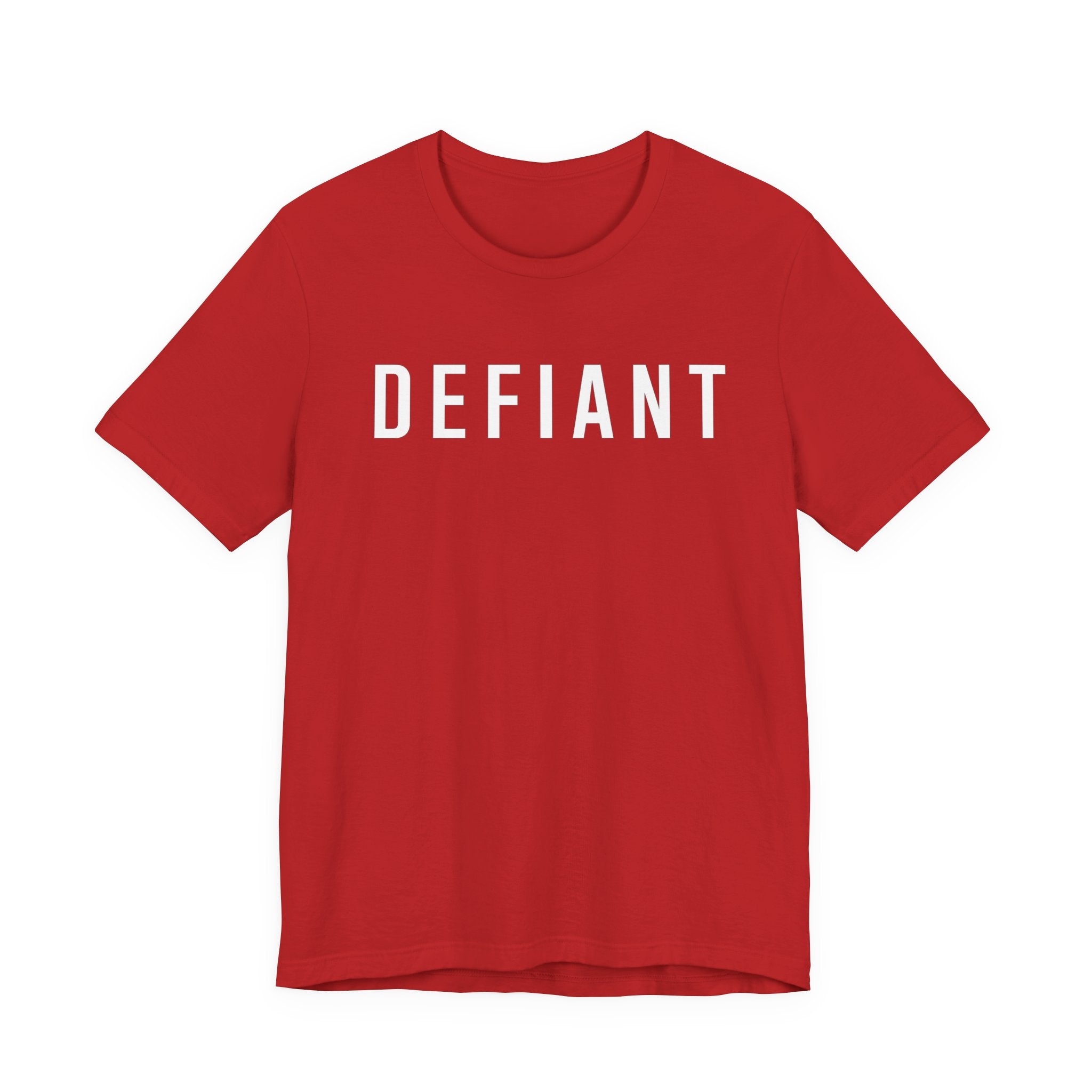 Defiant Graphic Tee — Minimal Bold Text T‑Shirt for Rebels & Statement Makers