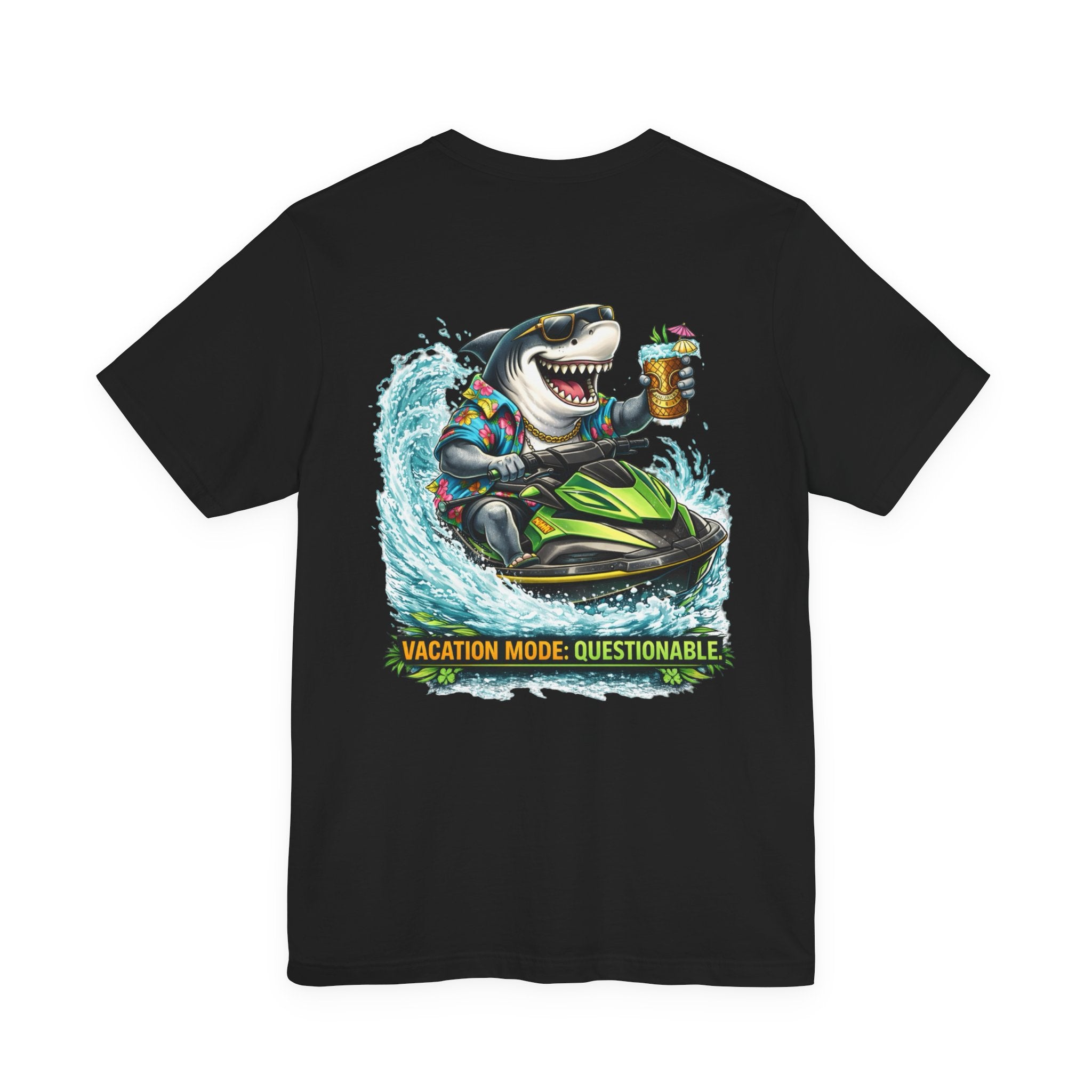 Shark Jet Ski Tee — "Vacation Mode: Questionable" Graphic T-Shirt