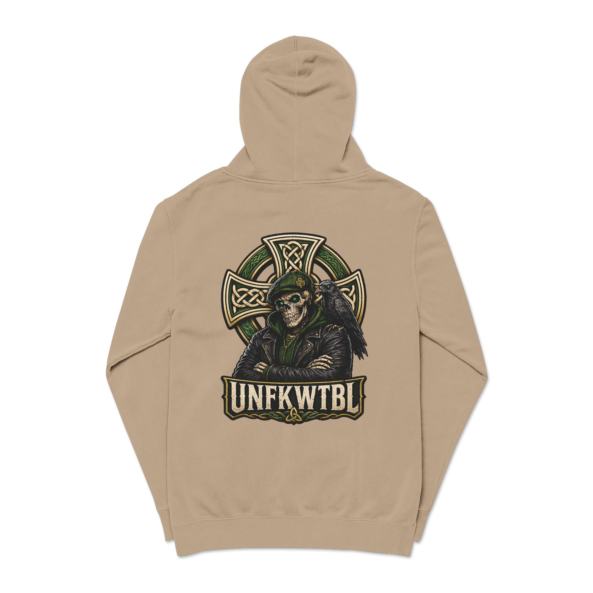 Grim Reaper Celtic Cross Hoodie — UNFKWTBL Pigment-Dyed Pullover