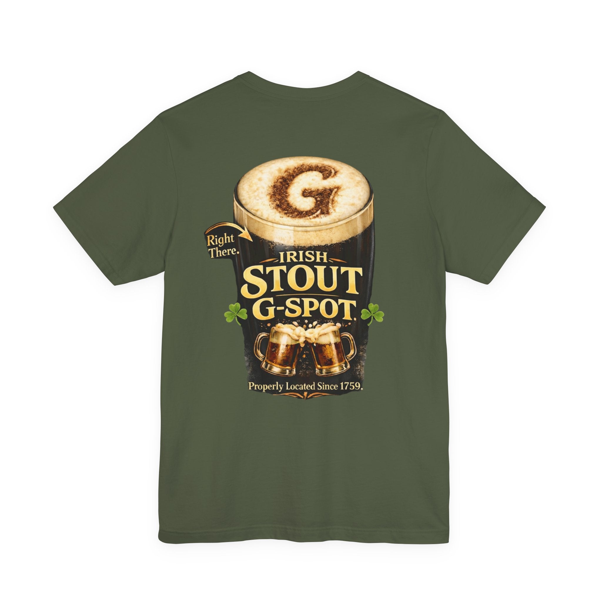 Irish Stout G-Spot T-Shirt — Funny Beer Pub Tee with Shamrock Design