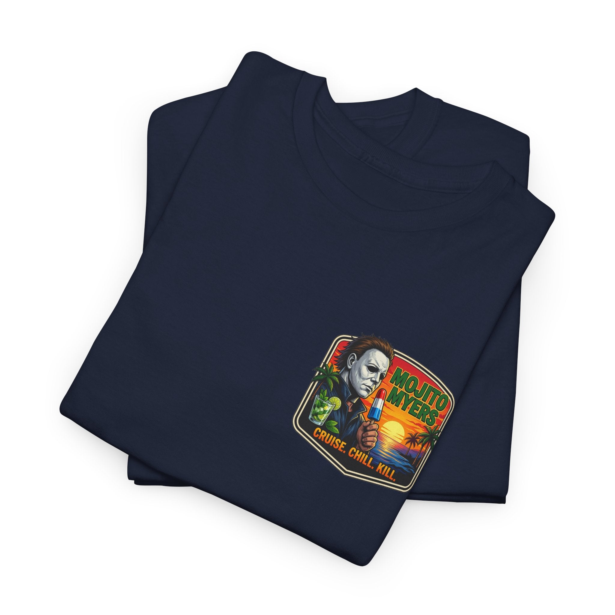Cruise. Chill. Kill. Graphic Tee — Retro Palm Beach Michael Myers Horror T‑Shirt