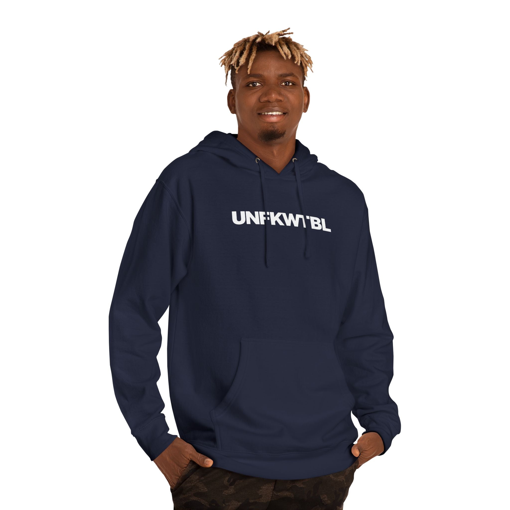 UNFKWTBL Signature Hoodie — Minimal Navy Graphic Pullover