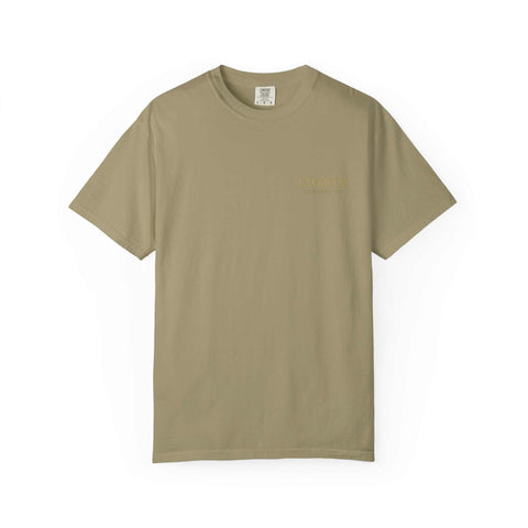 Medusa Beauty unisex T-shirt in olive green with subtle strawberry daiquiri design, crew neck, relaxed fit, made of 100% ring-spun cotton