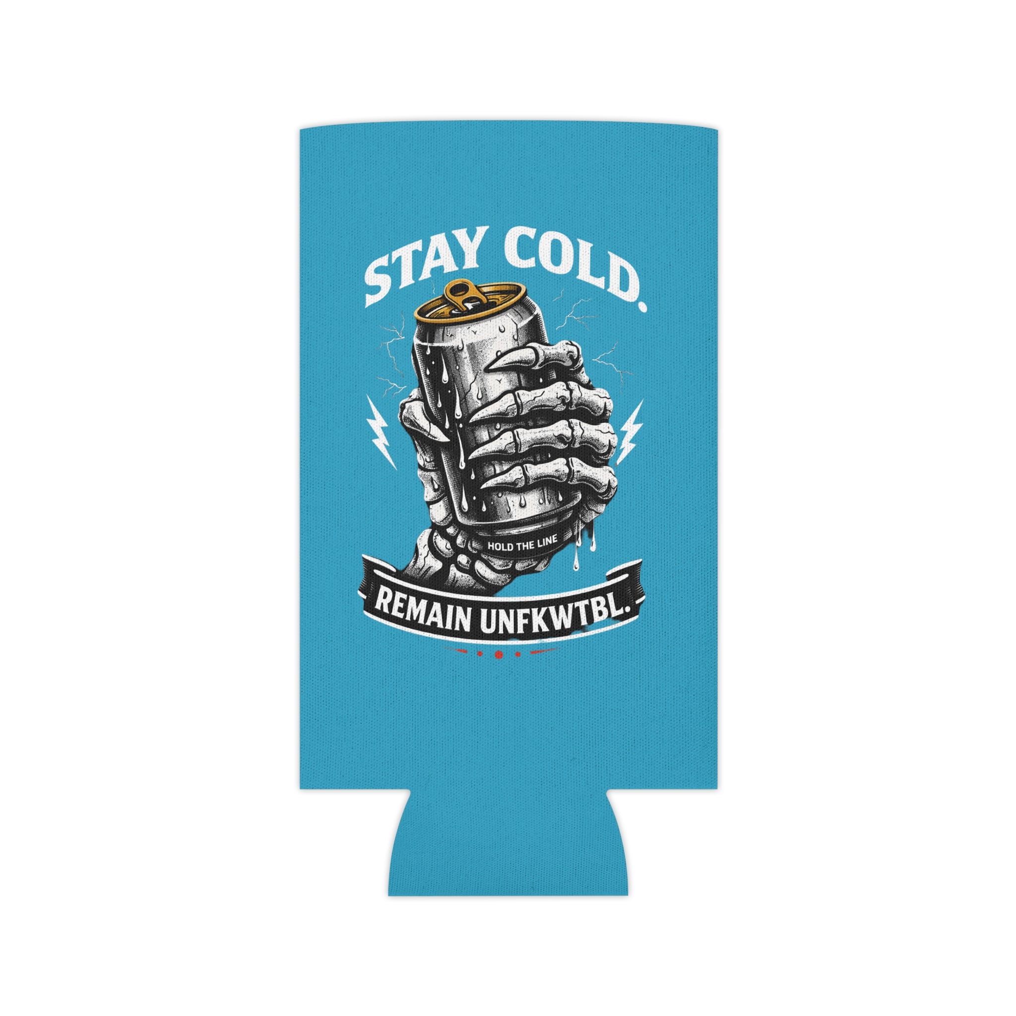 Can Cooler — "Stay Cold, Remain UNFKWTBL" Skull & Trident Beer Koozie