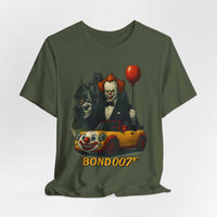 Clown Spy Thriller Tee — "Bond 007" Horror Car Balloon Graphic T-Shirt