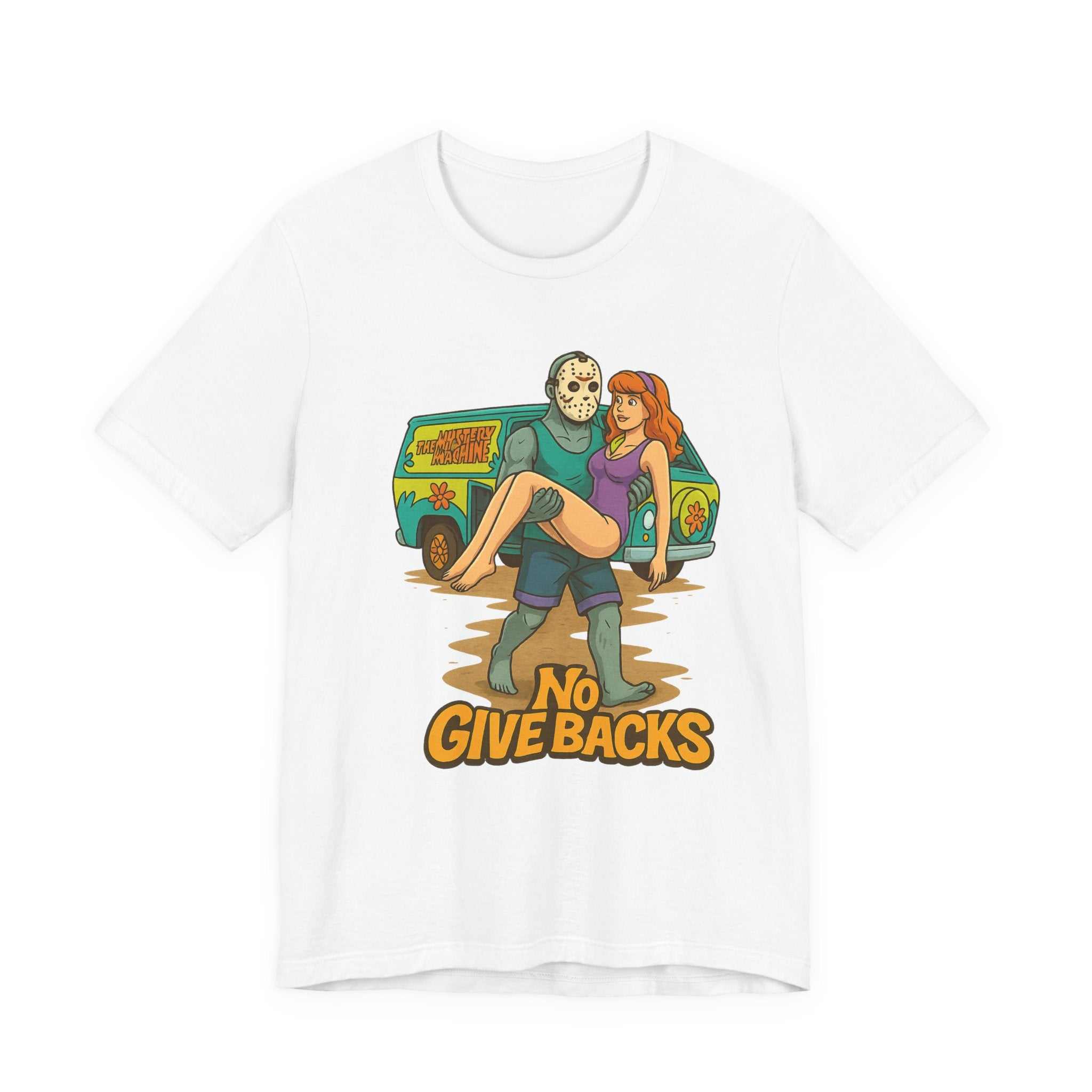 Horror Mashup Tee — 'No Give Backs' Jason & Daphne Retro Graphic T-Shirt